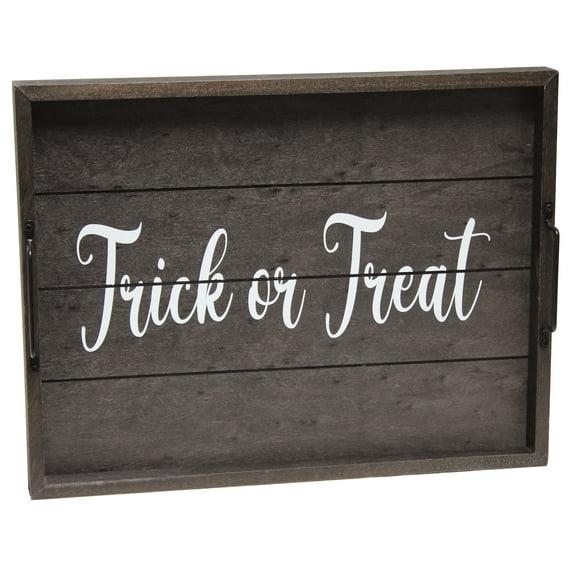Elegant Designs 15.5" x 12" Decorative Wood Serving Tray, "Trick or Treat", Black Wash