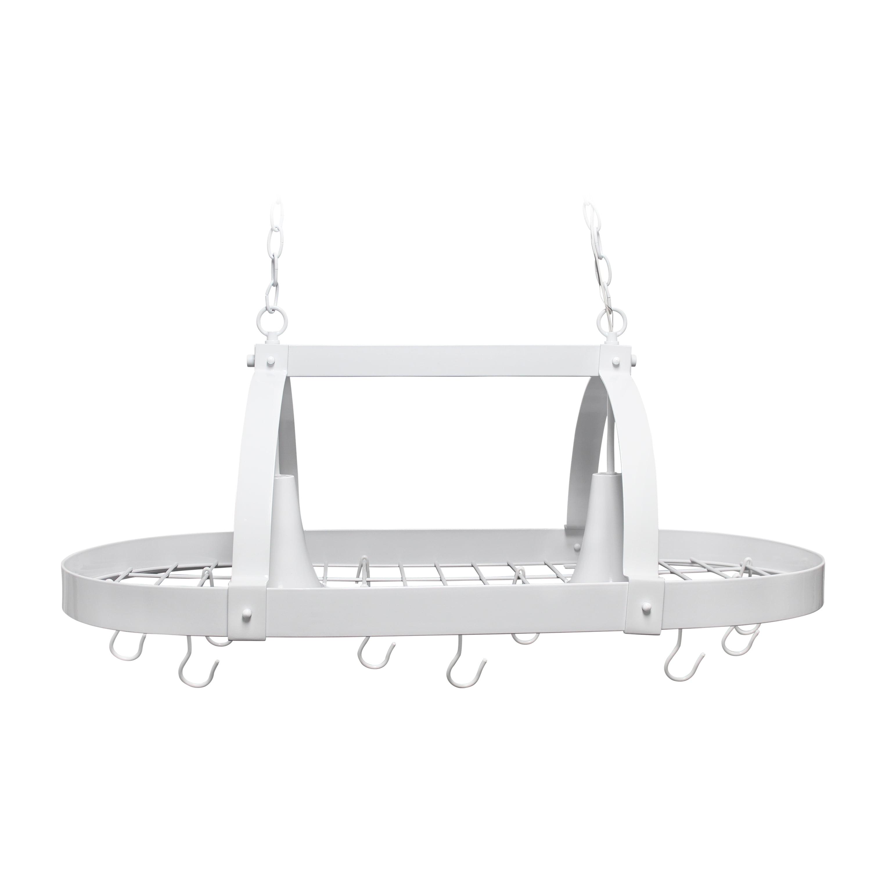Elegant Designs 2-Light Kitchen Pot Rack with Downlights White