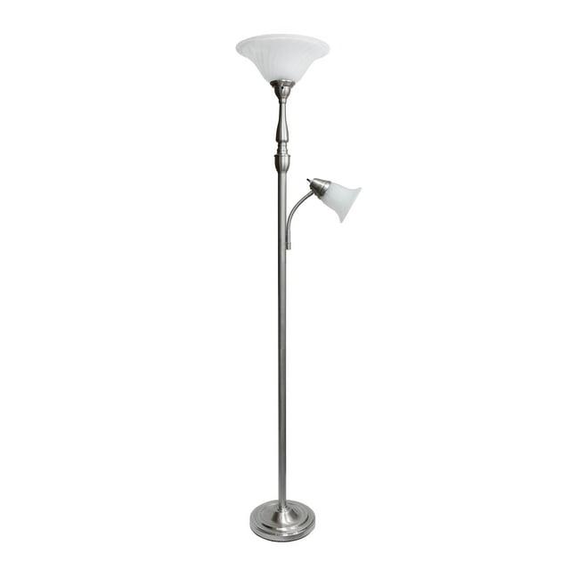 71" 2-Light Mother Daughter Floor Lamp Brushed Nickel - Elegant Designs: Adjustable, UL Listed, Metal Body