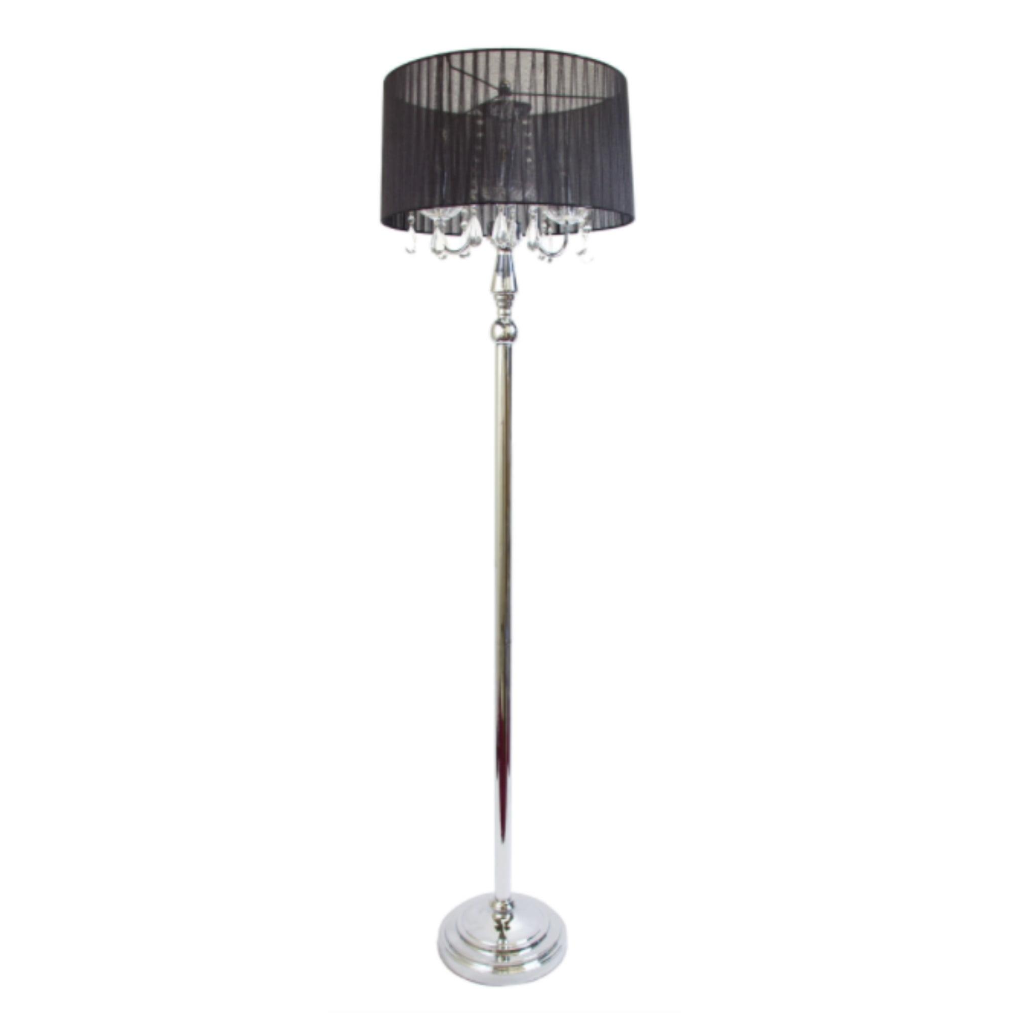 Black Chrome Floor Lamp with Crystal Embellishments