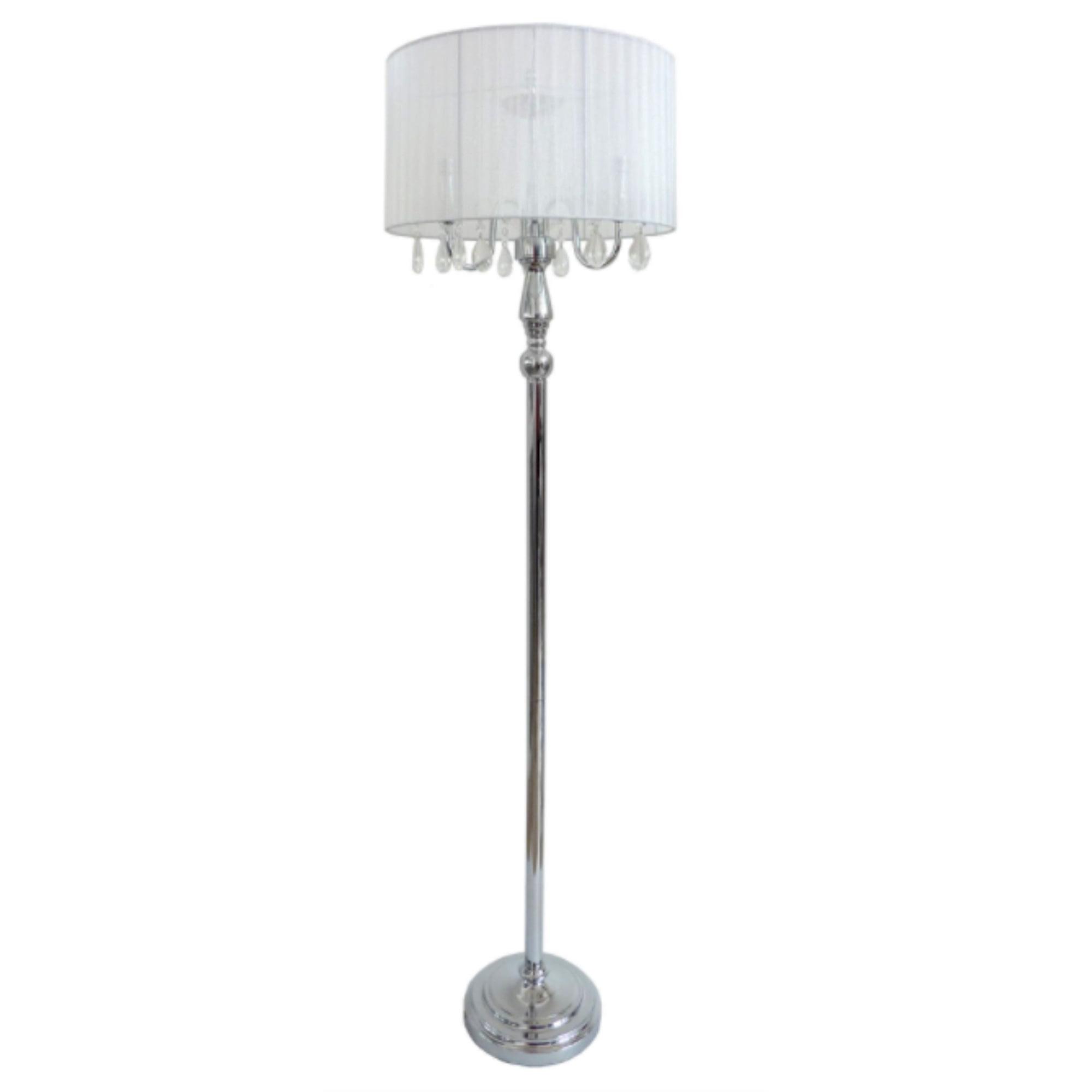 Trendy Romantic Sheer Shade Floor Lamp with Hanging Crystals  - Elegant Designs