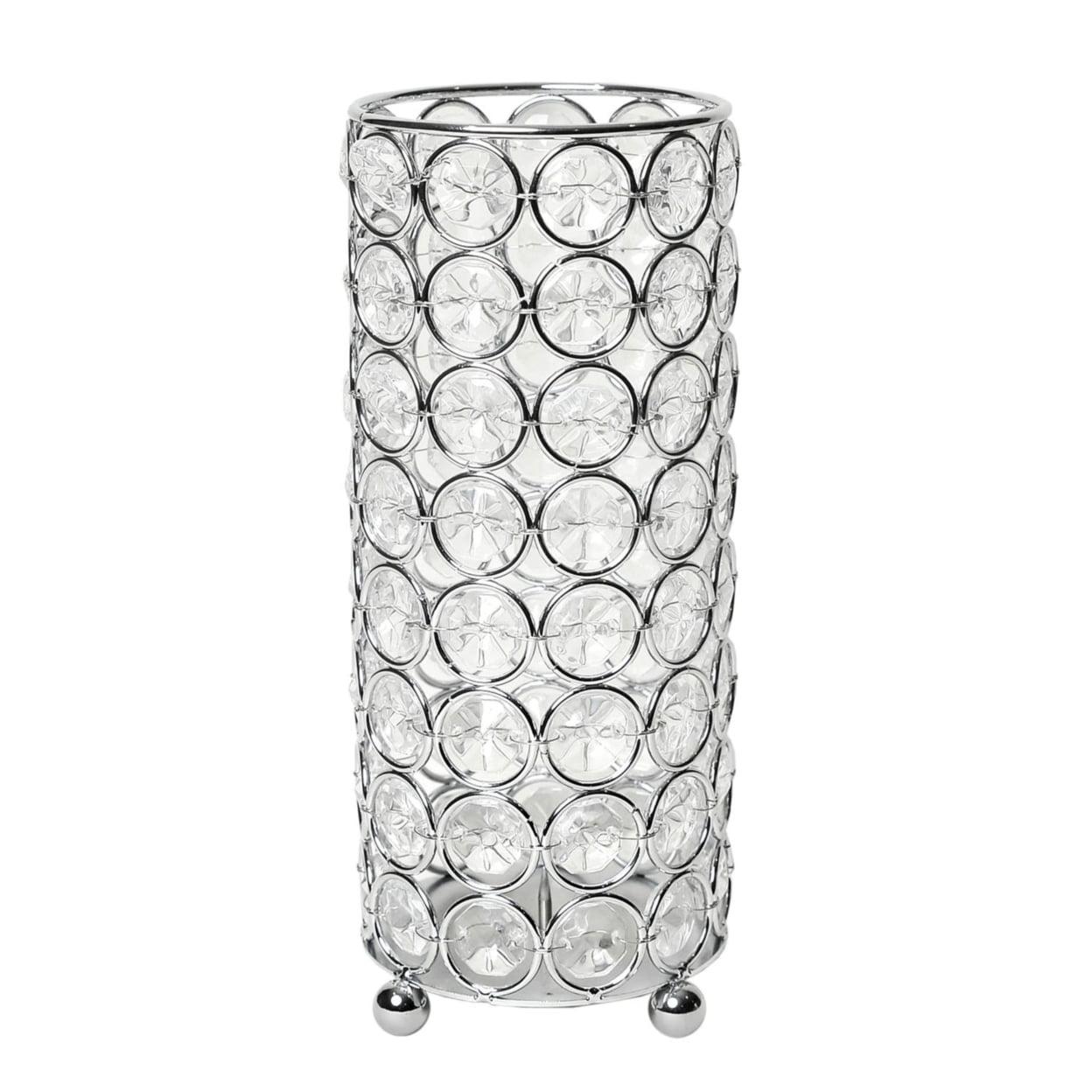 Elipse 7.75" Chrome Base Crystal Candle Holder & Flower Vase