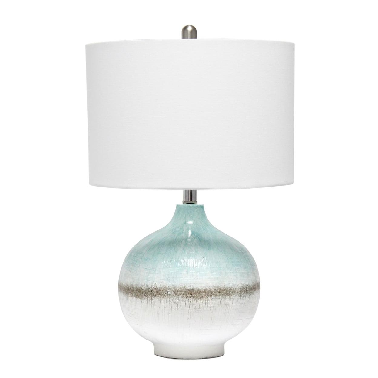 Coastal Pottery Sea Glass Sand Northshore 16" Table Lamp, Aqua/Brown/White