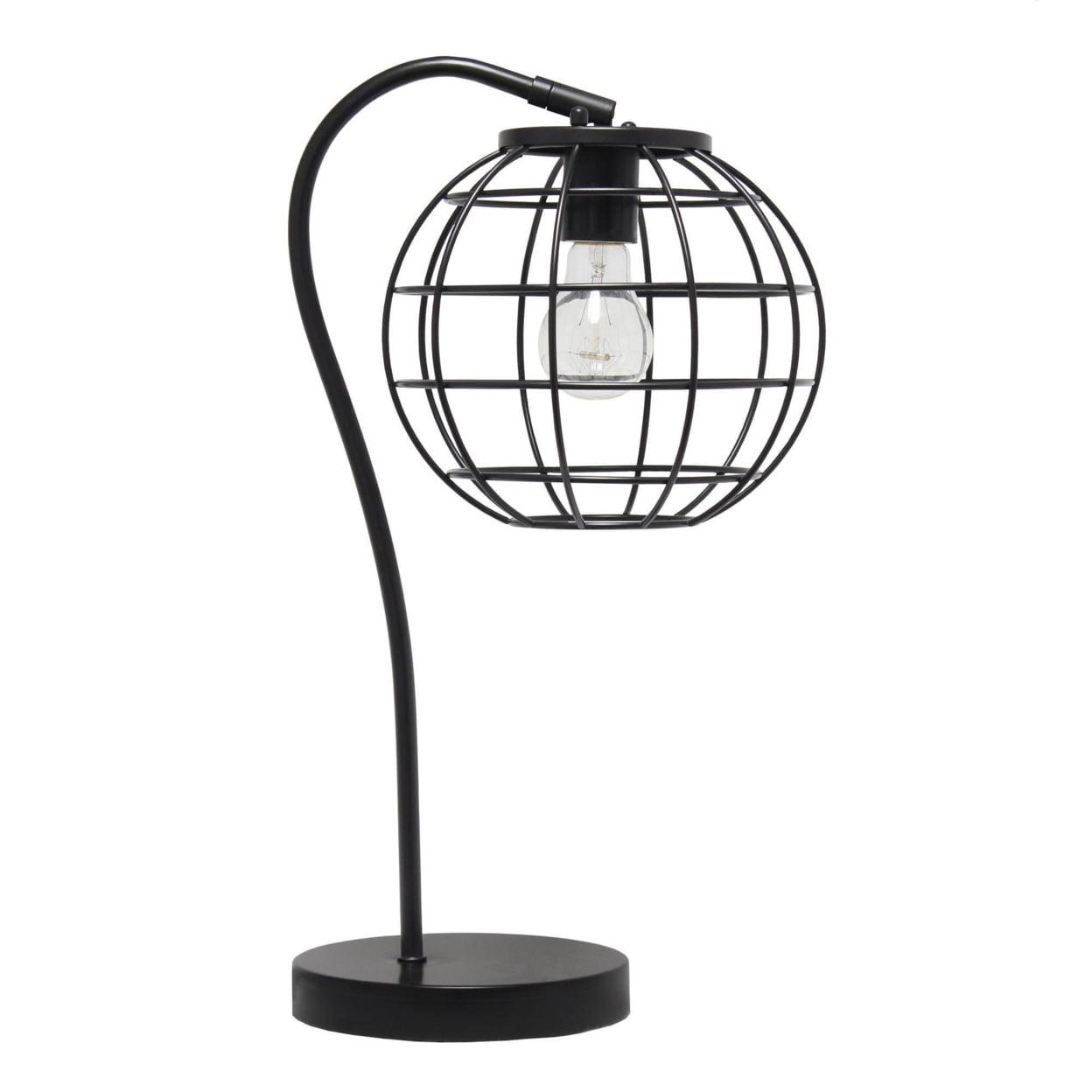 Black Metal Cage Industrial Table Lamp, 20-inch