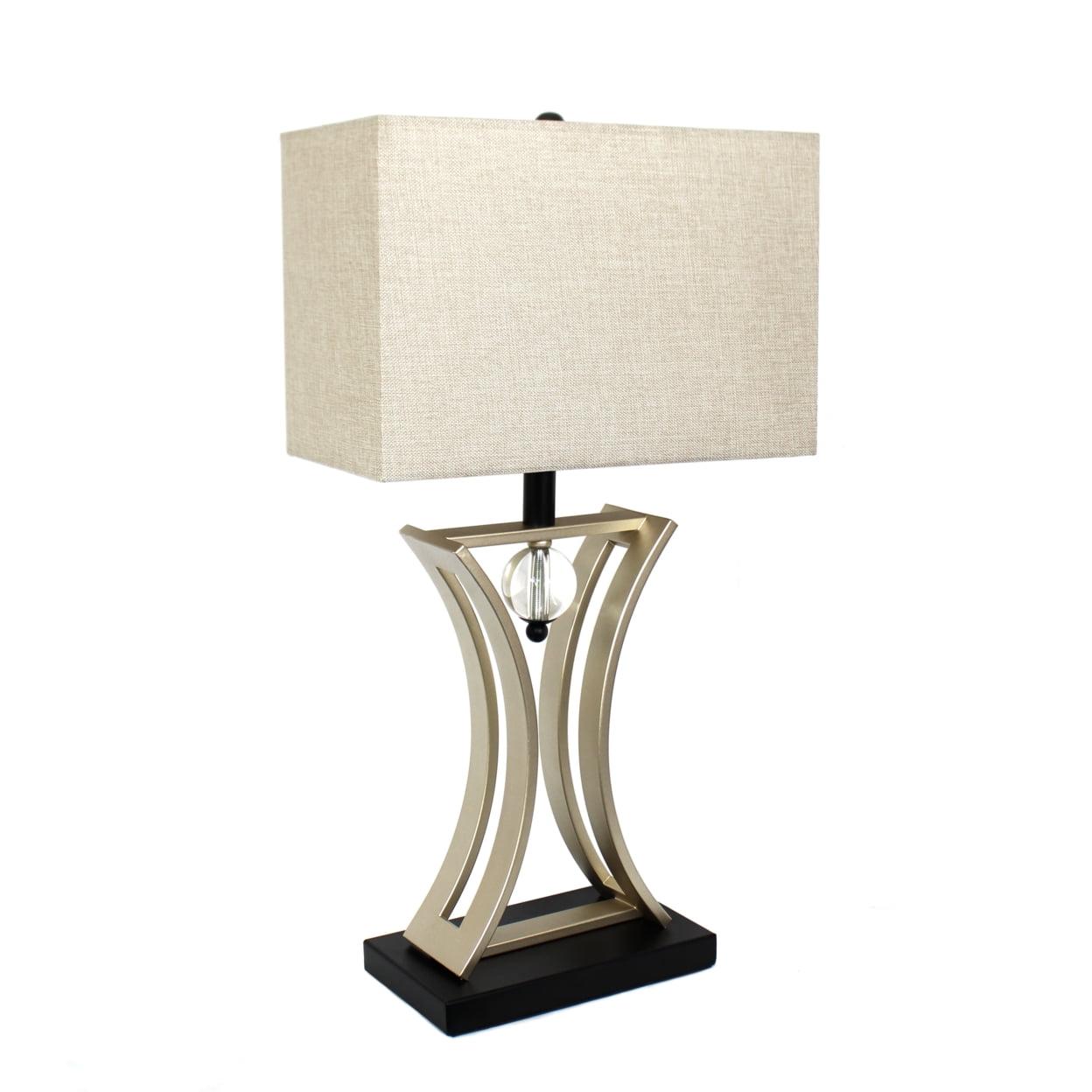 Matte Black and Satin Nickel Hourglass Table Lamp