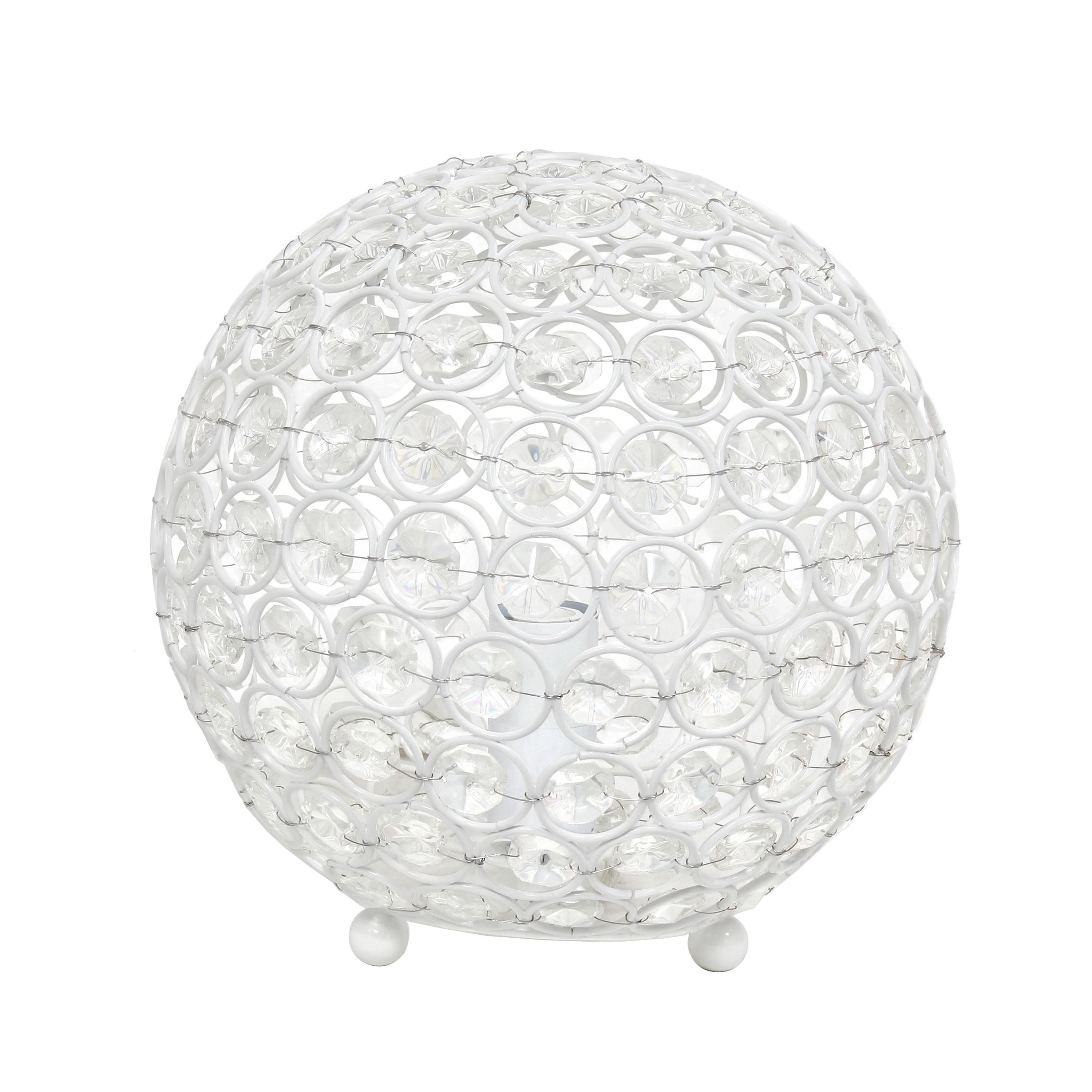 White Crystal Sequin Table Lamp for Kids Nursery