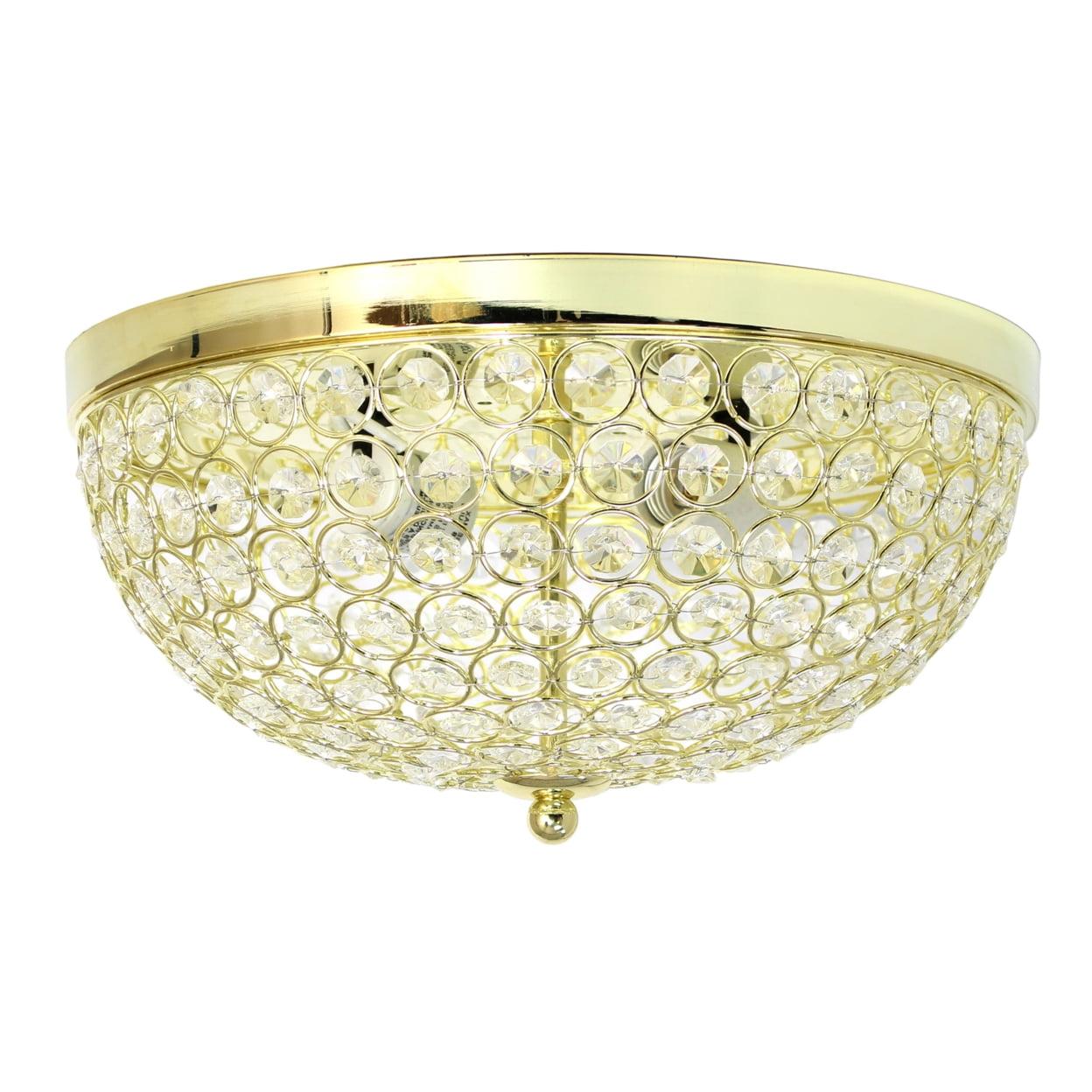 Elegant Elipse 15" Gold Crystal Flush Mount Ceiling Light