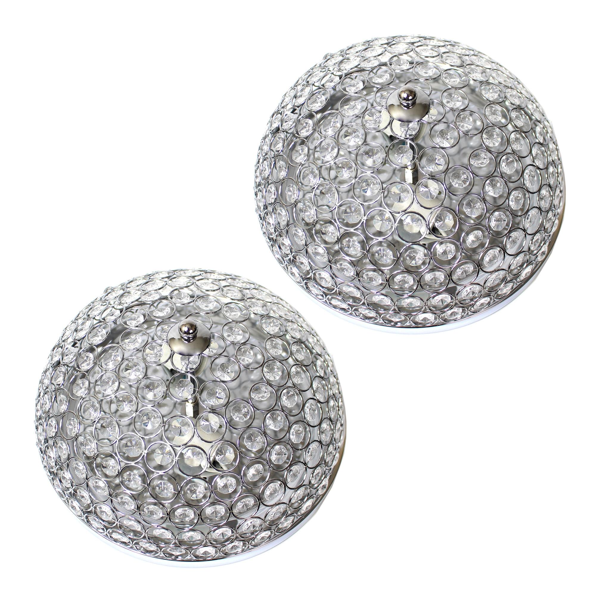 Set of 2 13" Elipse Crystal Flush Mount Ceiling Lights - Elegant Designs