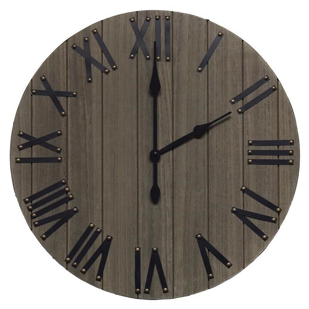 21" Handsome Rustic Farmhouse Wood Wall Clock - Elegant Designs