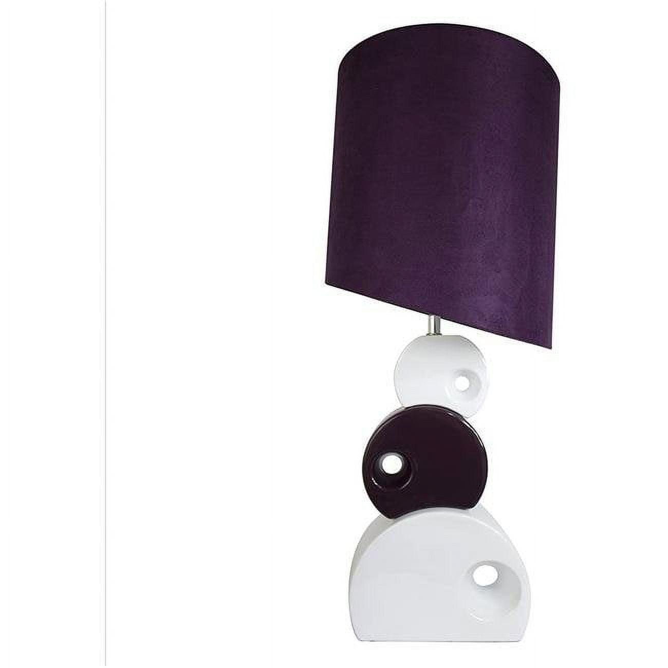 Stacked Circle Ceramic Table Lamp with Asymmetrical Shade Purple - Elegant Designs: Modern UL Listed, No Assembly Required