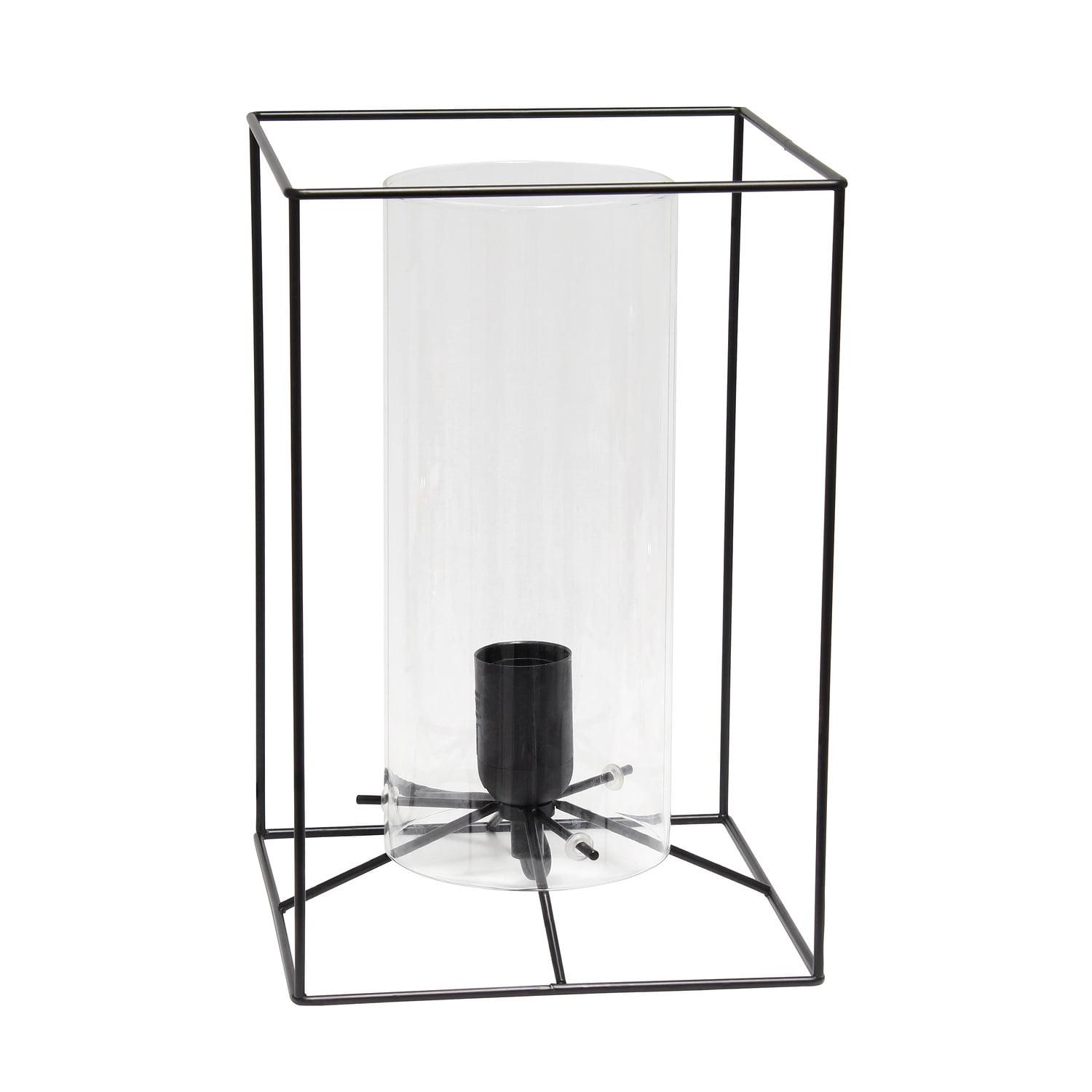 Black Metal and Clear Glass Edison Table Lamp