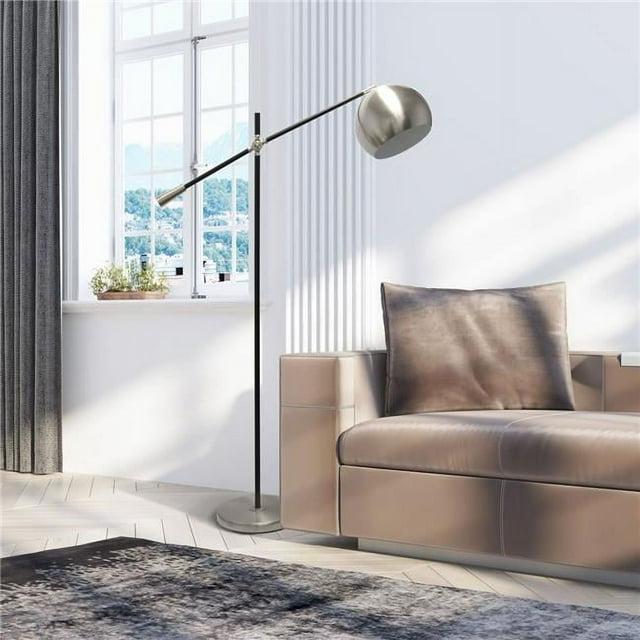 Swivel Floor Lamp with Inner Dome Shade Brushed Nickel - Lalia Home: Adjustable Neck, UL Listed, Metal Body