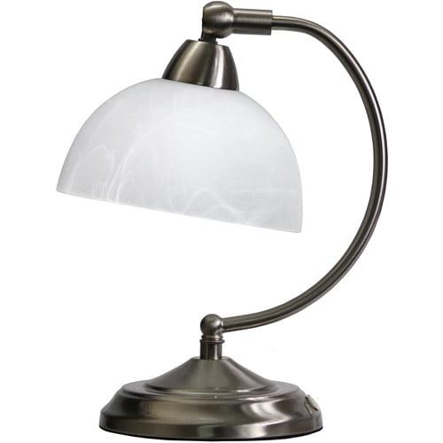 Elegant Designs Mini Modern Bankers Desk Lamp with Touch Dimmer Control Base Brushed Nickel
