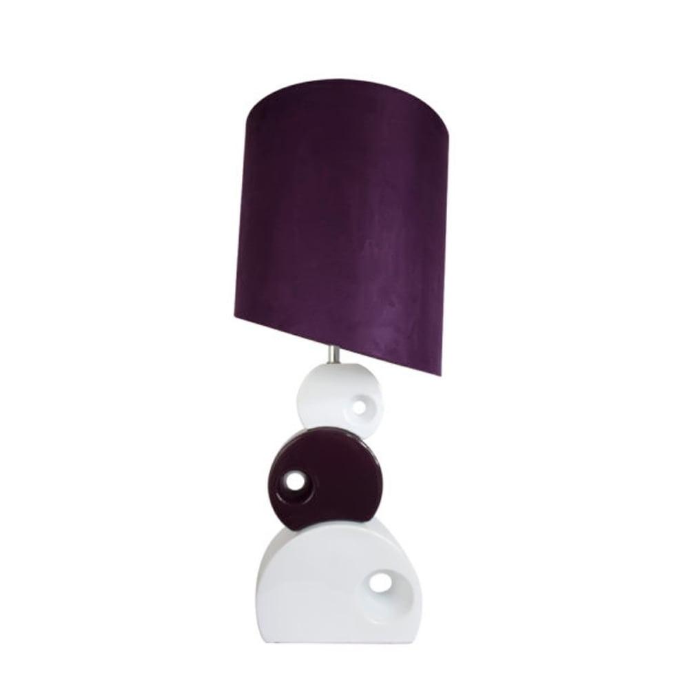 Stacked Circle Ceramic Table Lamp with Asymmetrical Shade Purple - Elegant Designs: Modern UL Listed, No Assembly Required
