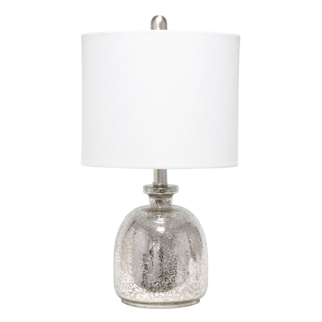 20" White and Mercury Textured Glass Table Lamp