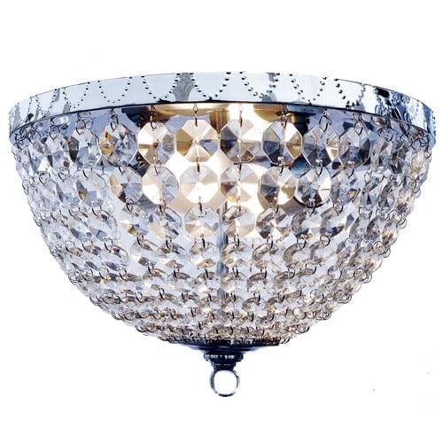 Elegant Designs Victoria Crystal Rain Drop Ceiling Light Flushmount - Chrome
