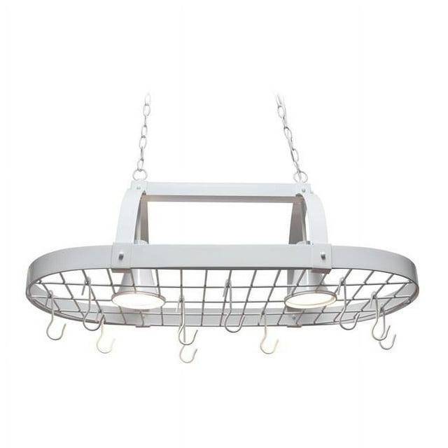 Elegant Designs 2-Light Kitchen Pot Rack with Downlights White