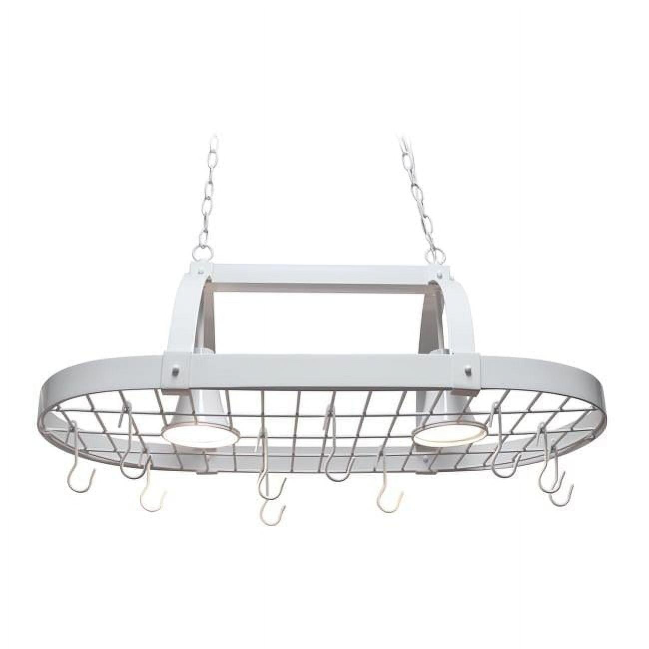 Elegant Designs 2-Light Kitchen Pot Rack with Downlights White