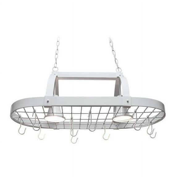 Elegant Designs 2-Light Kitchen Pot Rack with Downlights White