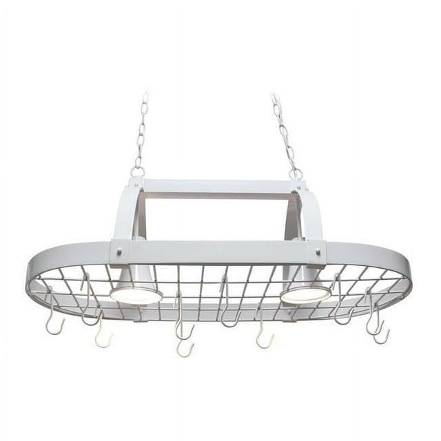 Elegant Designs 2-Light Kitchen Pot Rack with Downlights White