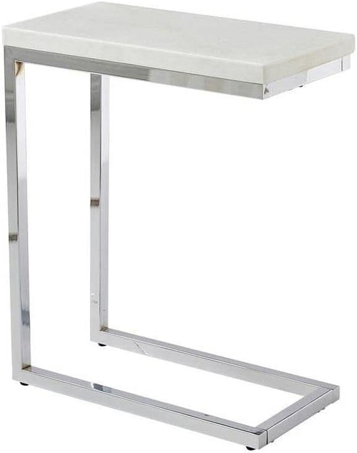 Echo White Marble and Chrome Rectangular Chairside Table