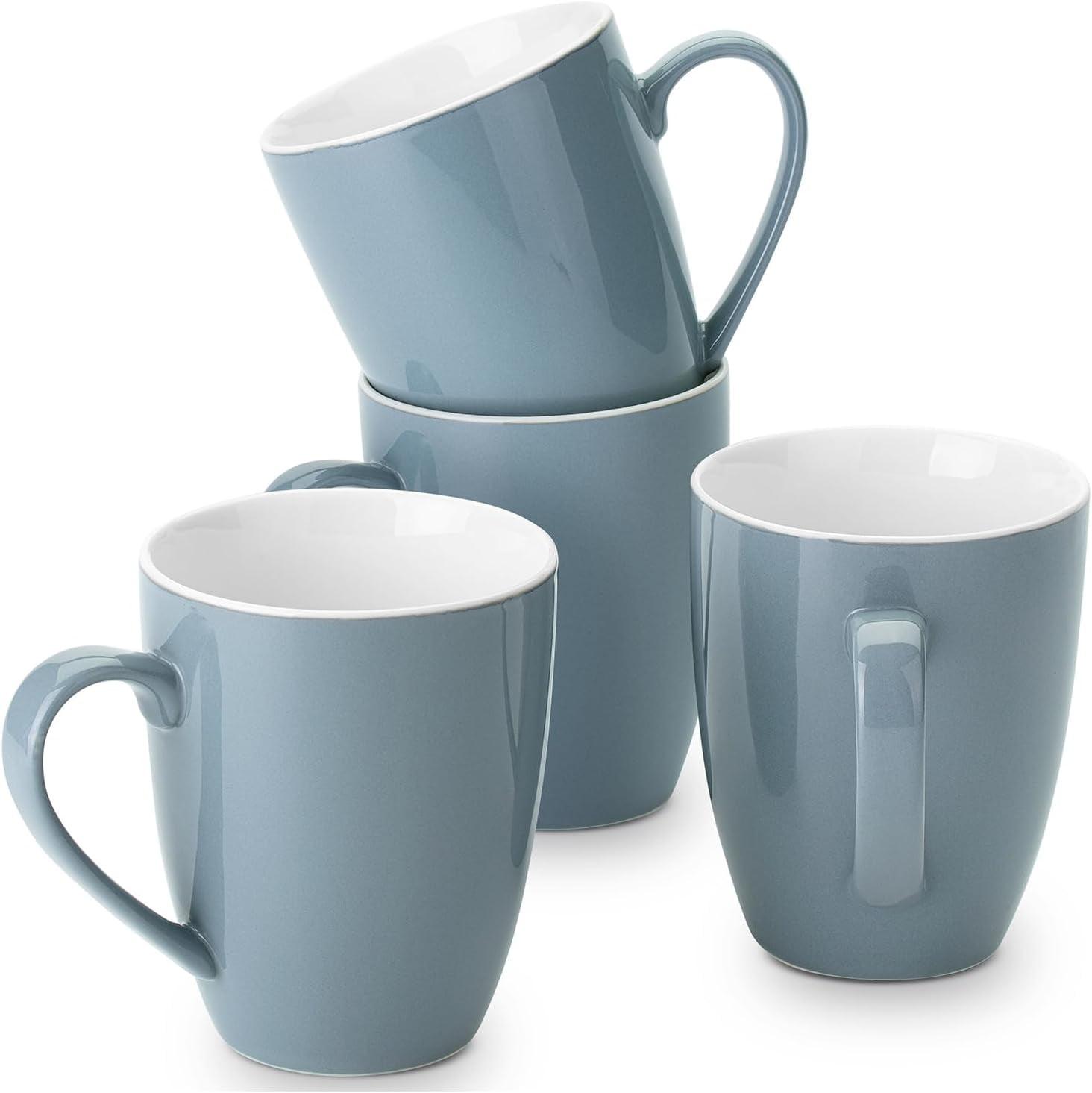 Elegant Gray Ceramic 16oz Coffee Mugs Set of 4