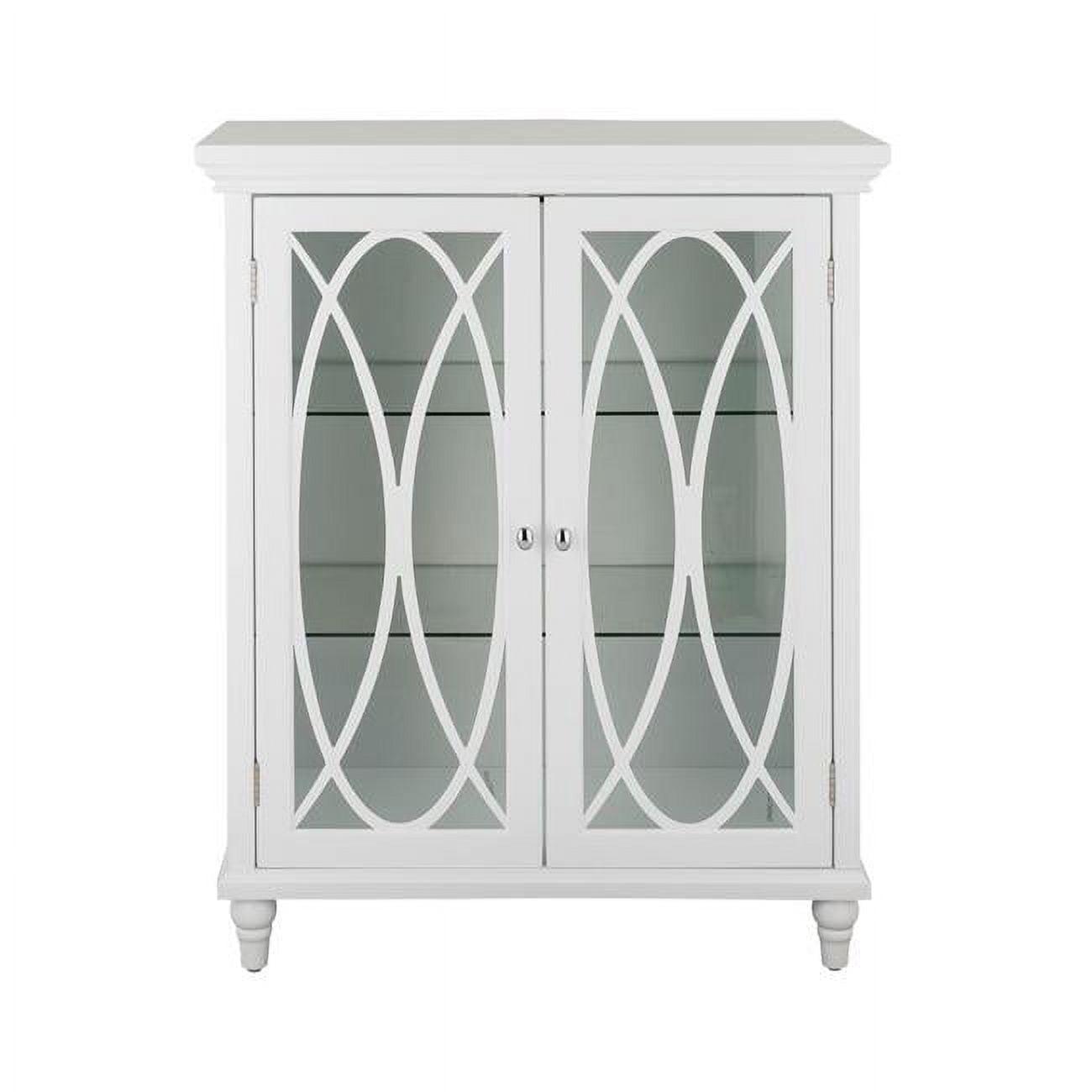 Elegant Florence White Wooden Floor Cabinet with Adjustable Glass Shelves