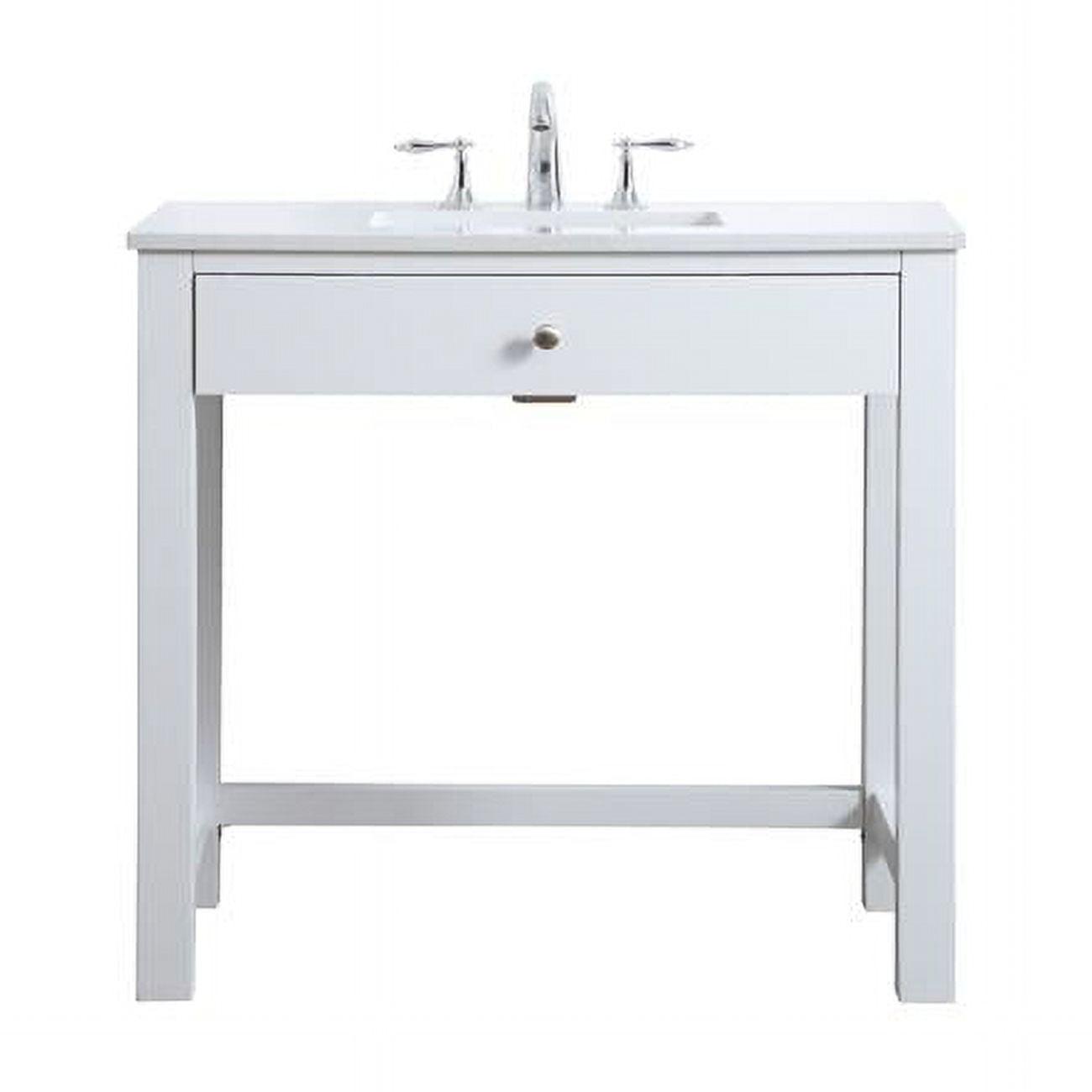 Hudson 36'' Single Bathroom Vanity with Engineered Marble Top