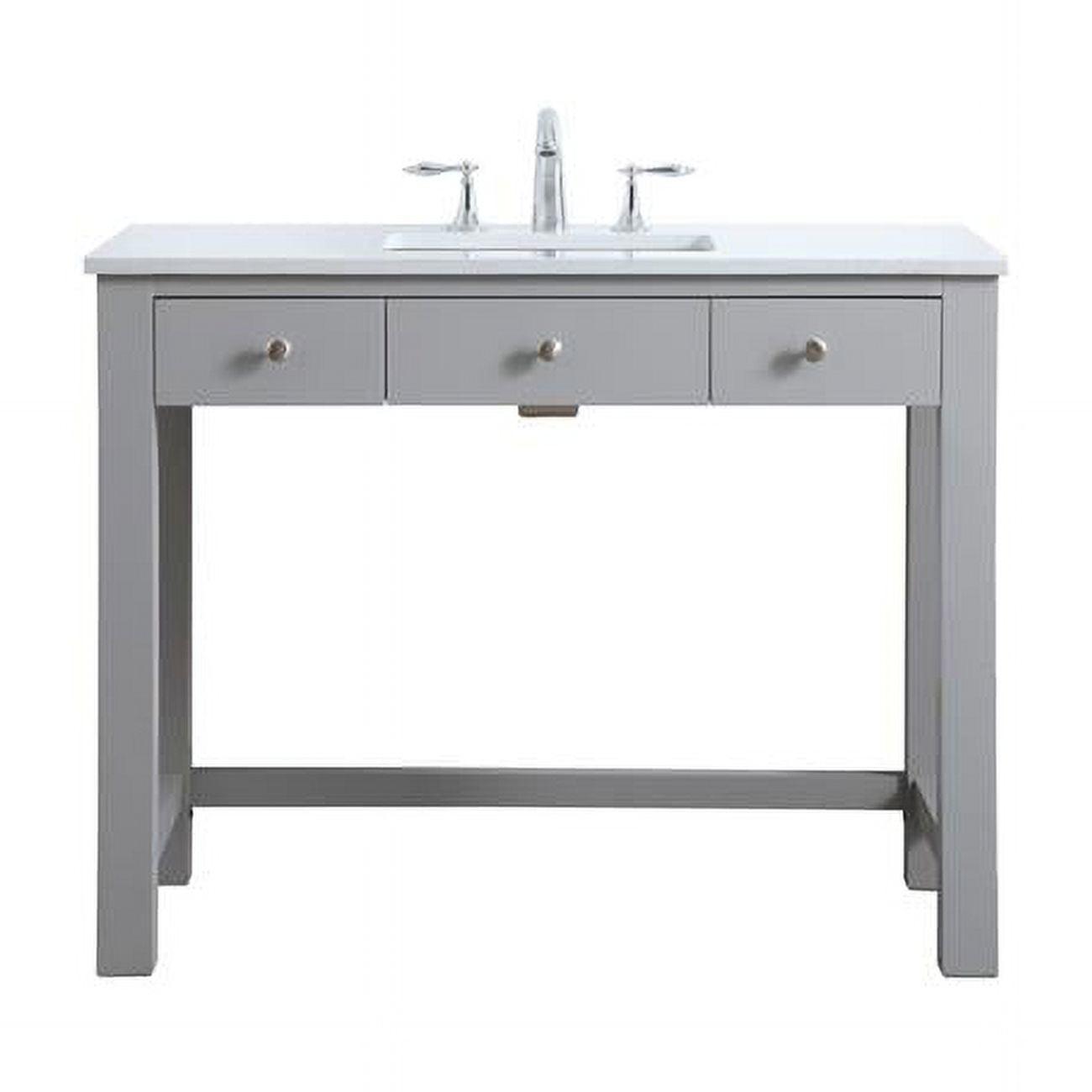 Hudson 42'' Grey Single Bathroom Vanity with Engineered Marble Top