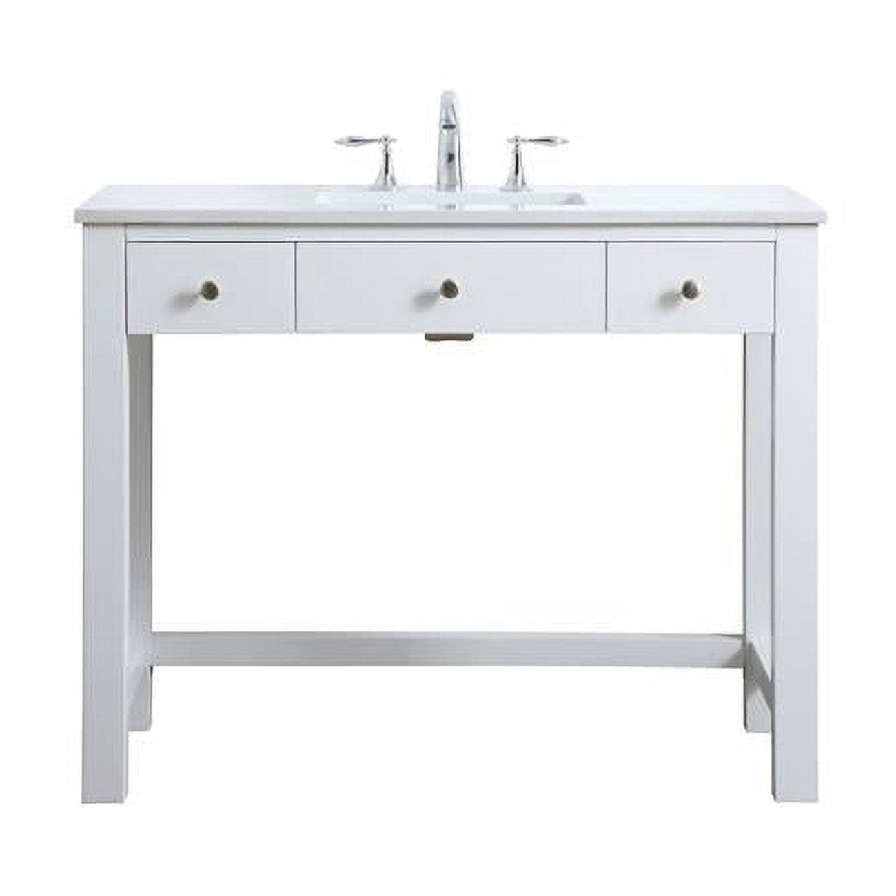 Hudson 42'' Single Bathroom Vanity with Engineered Marble Top