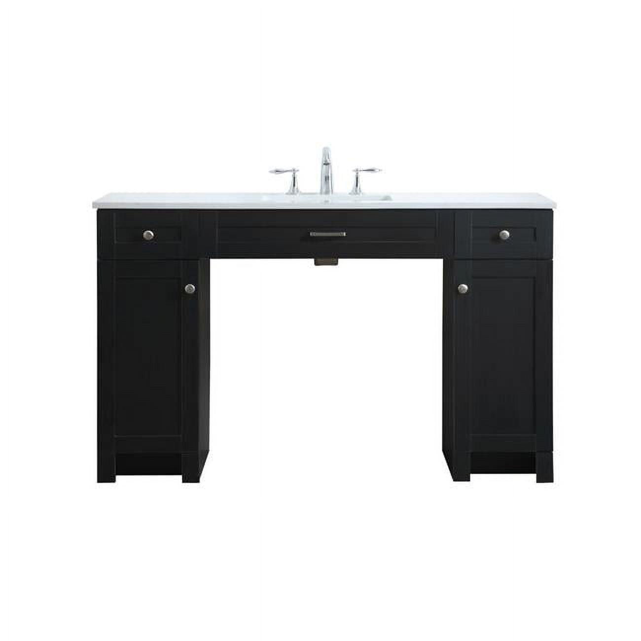 Cooper 54'' Black Freestanding Bathroom Vanity with Calacatta Marble Top