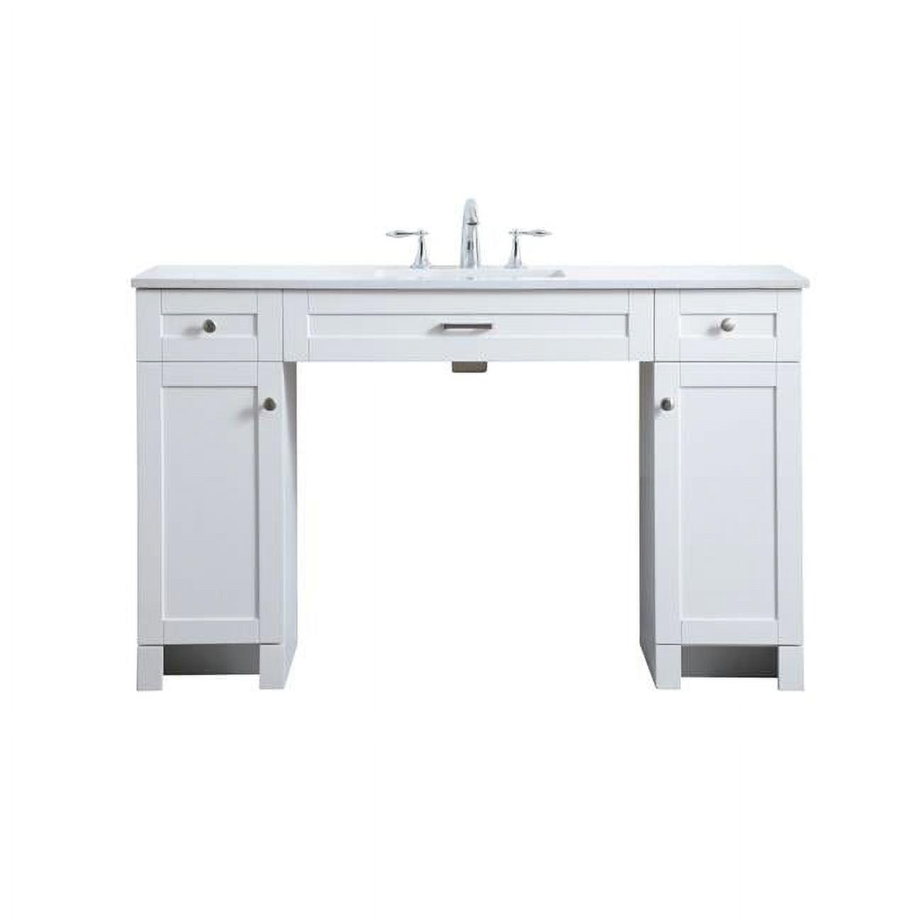 Cooper 54'' White Freestanding Bathroom Vanity with Marble Top