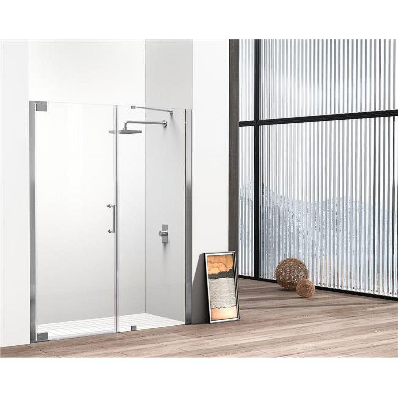 Elegant Brushed Nickel Semi-Frameless Hinged Shower Door