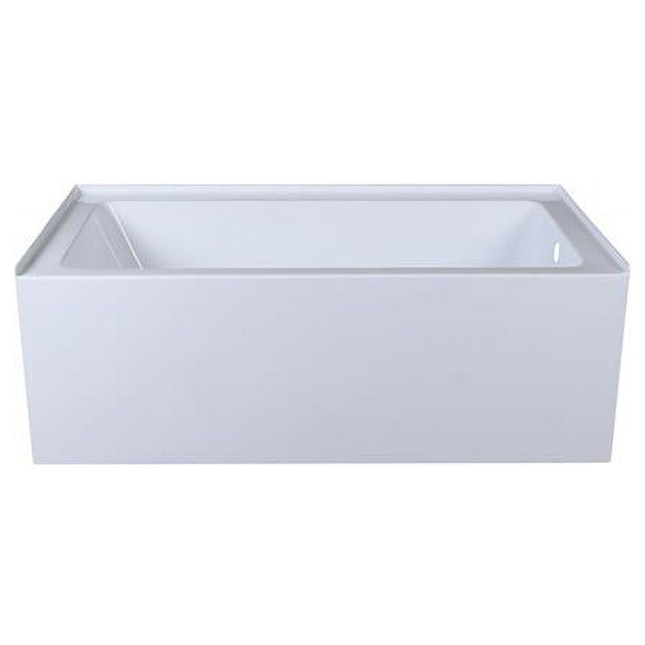 Niklaus 60'' Glossy White Acrylic Alcove Soaking Bathtub