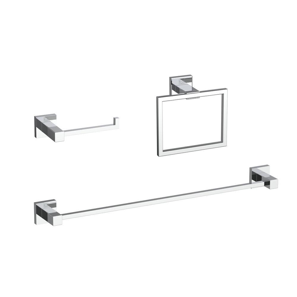 Elegant Lighting HWB-12S3RPCH Isla 3 - Piece Bathroom Hardware Set
