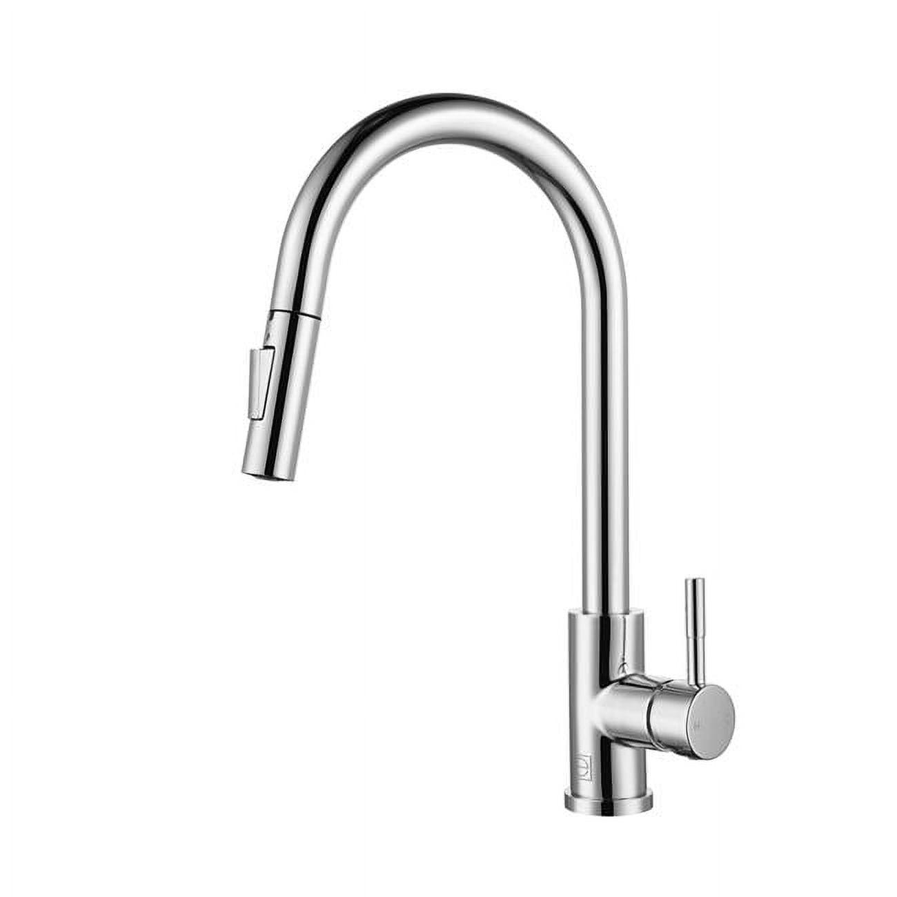 Chrome Gooseneck Single Handle Pull Down Kitchen Faucet