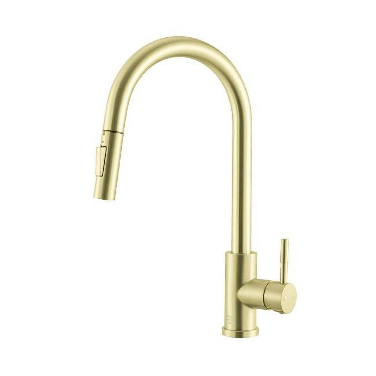 Brushed Gold Stainless Steel Touch Sensor Pull Down Kitchen Faucet