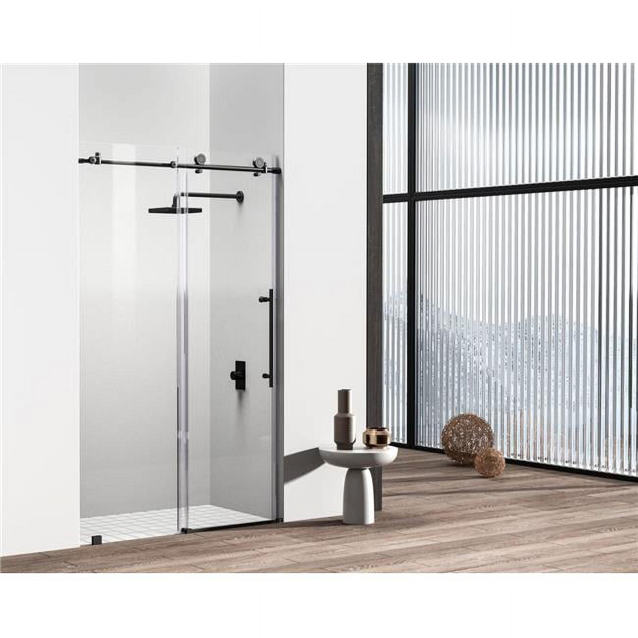 Matte Black Frameless Sliding Shower Door with Heavy-Duty Hinges