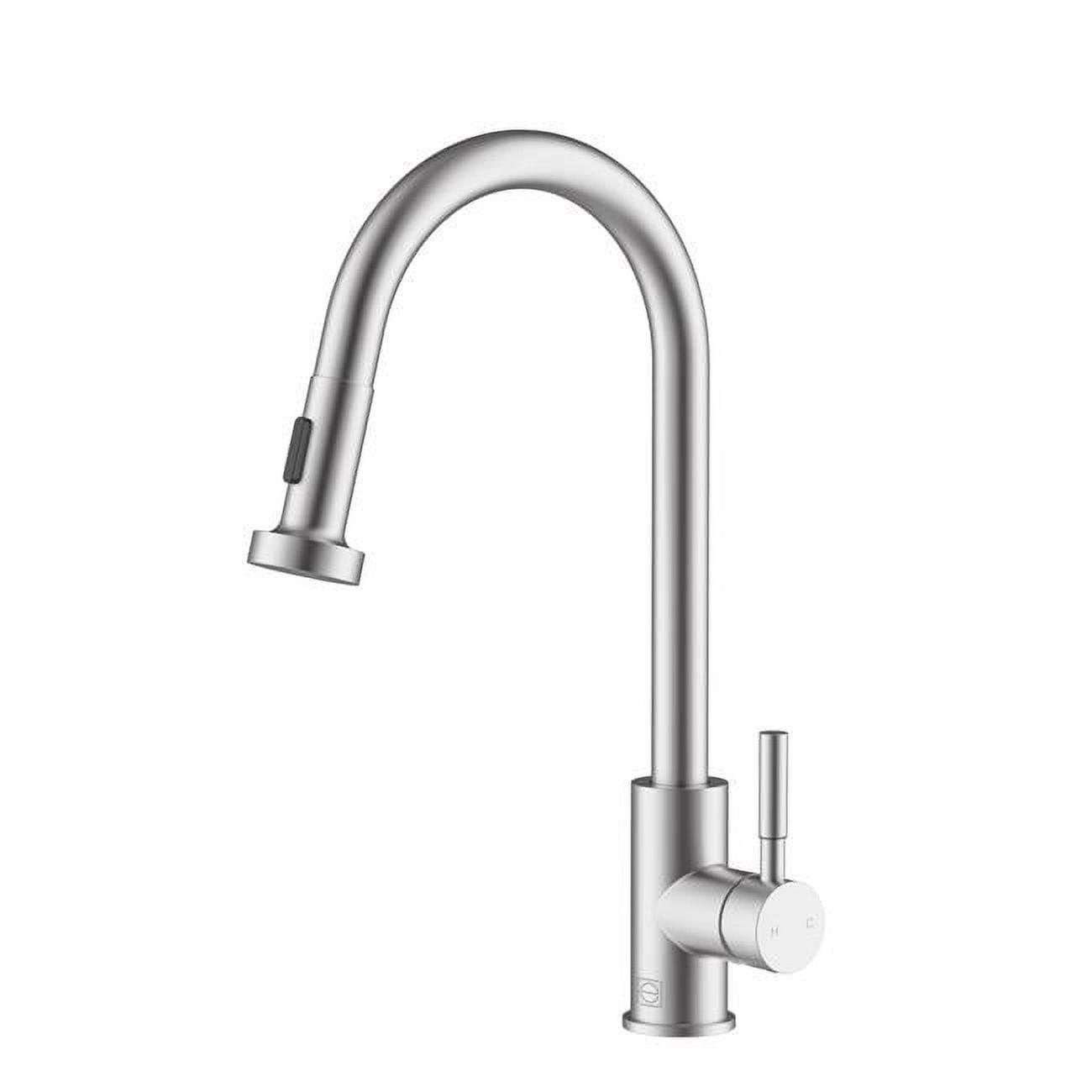 Brushed Nickel Gooseneck Kitchen Faucet with Pull-out Spray