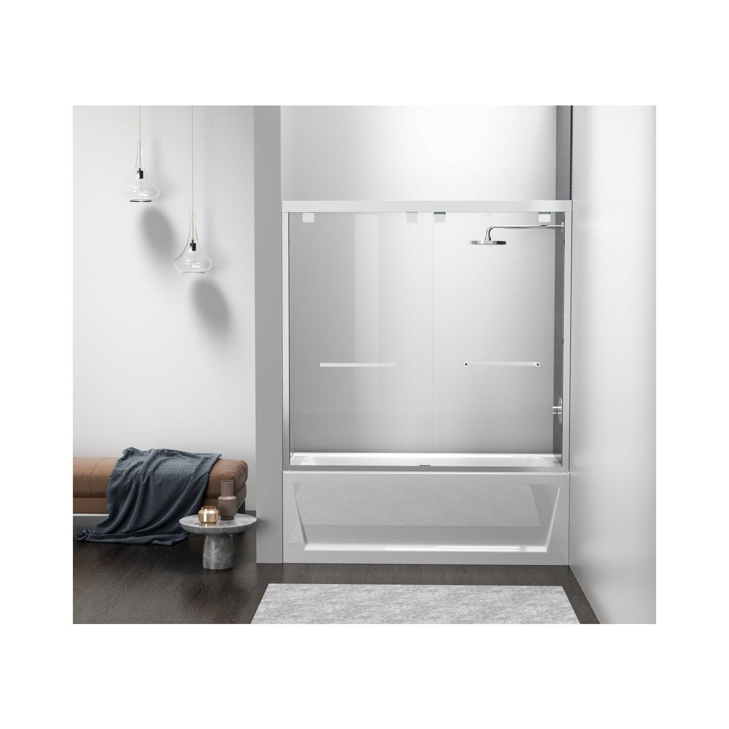 54.33" - 60" W x 60" H Double Sliding Semi-Frameless Tub Door