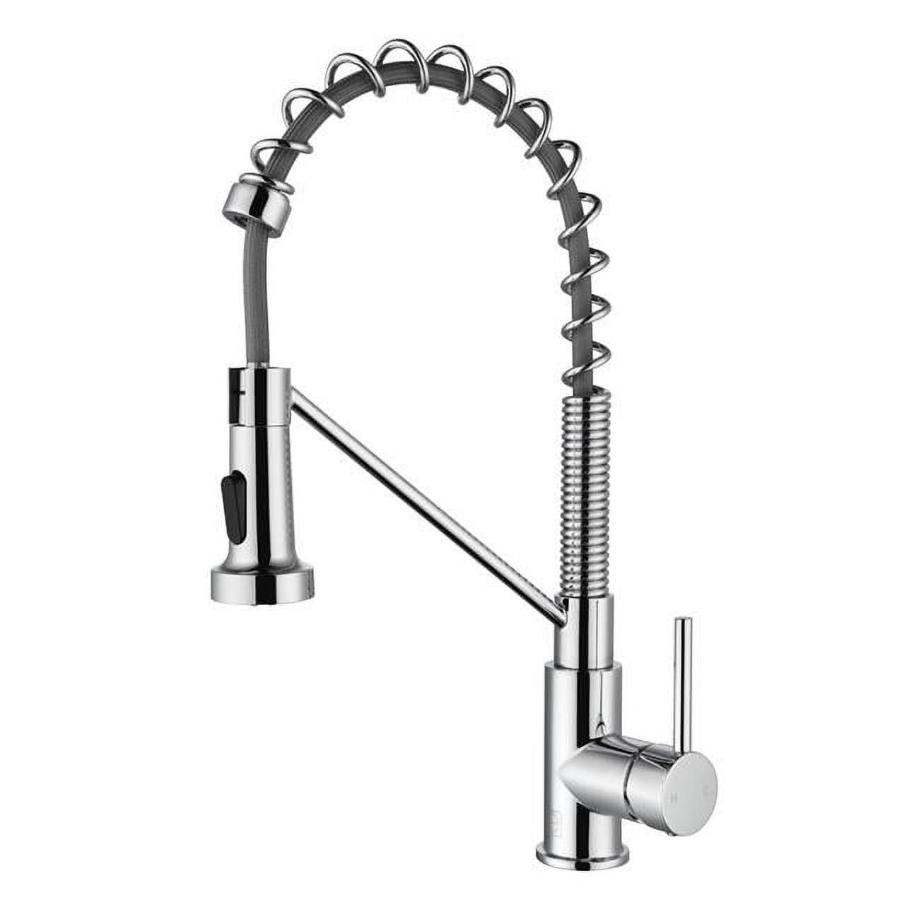 Chrome Spring Neck Pull Down Spray Kitchen Faucet