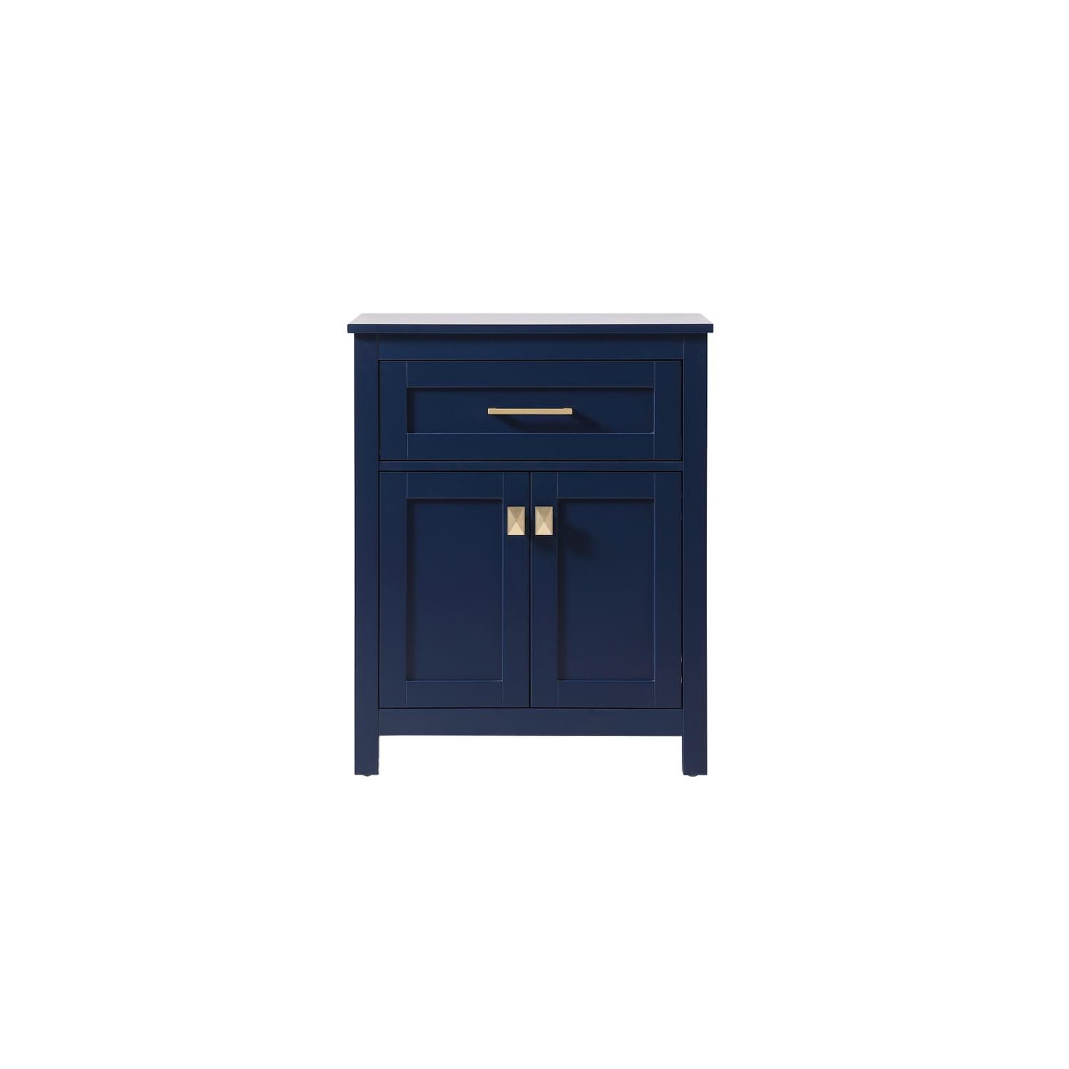 Elegant Blue MDF Bathroom Storage Cabinet with Gold Hardware