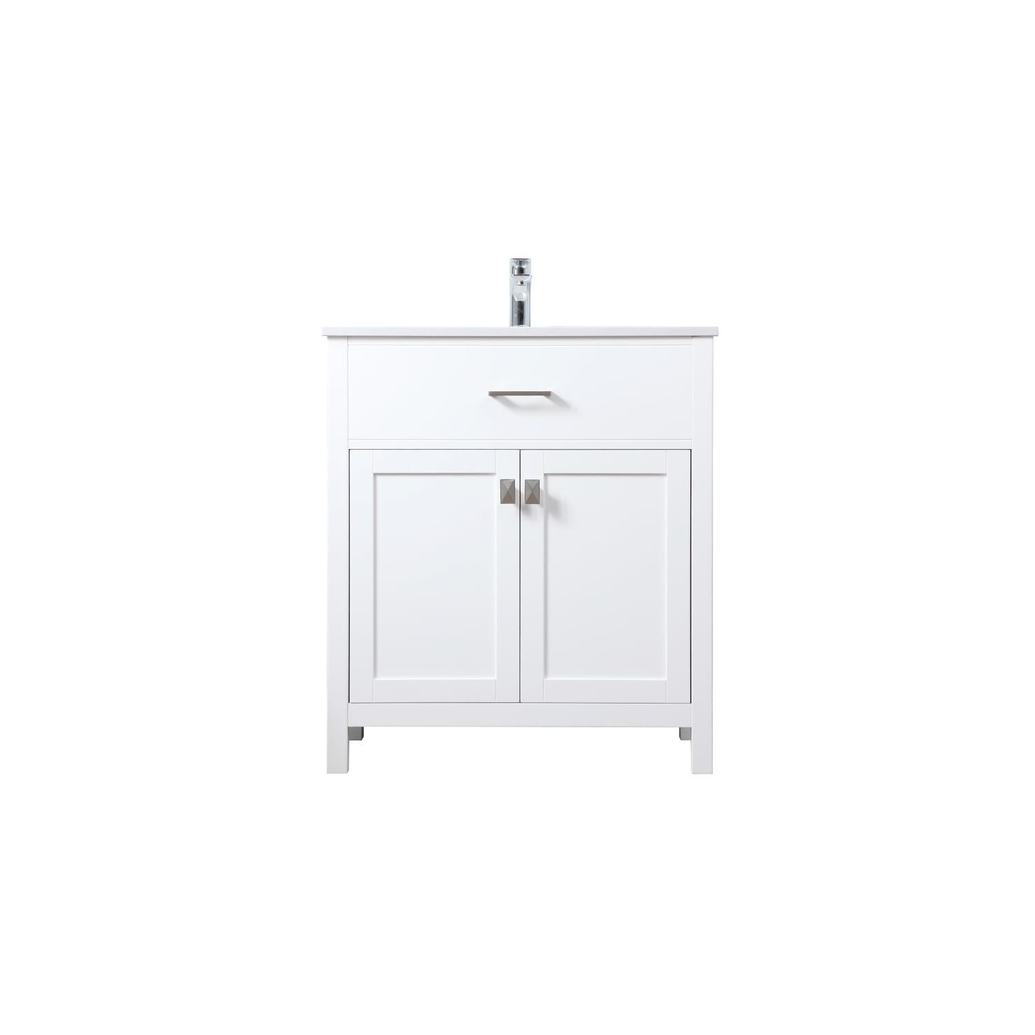 White Freestanding 30" Vanity with Calacatta Marble Top