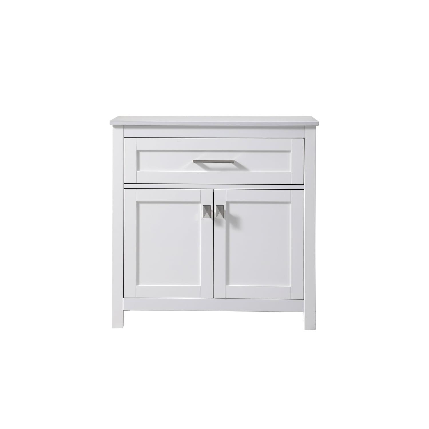 White MDF Bathroom Storage Cabinet with Brushed Nickel Hardware