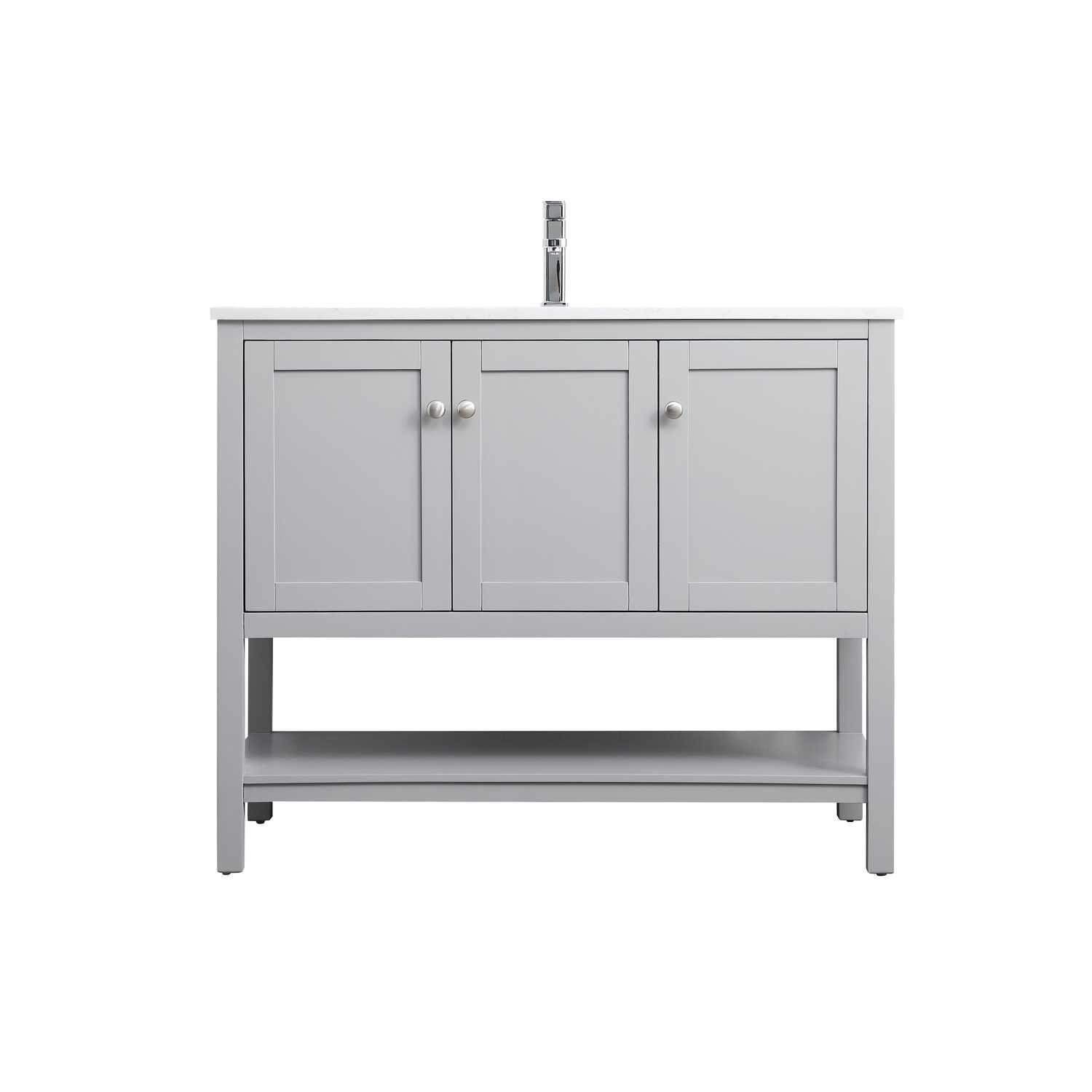 Gray Freestanding Single Vanity with Calacatta Marble Top