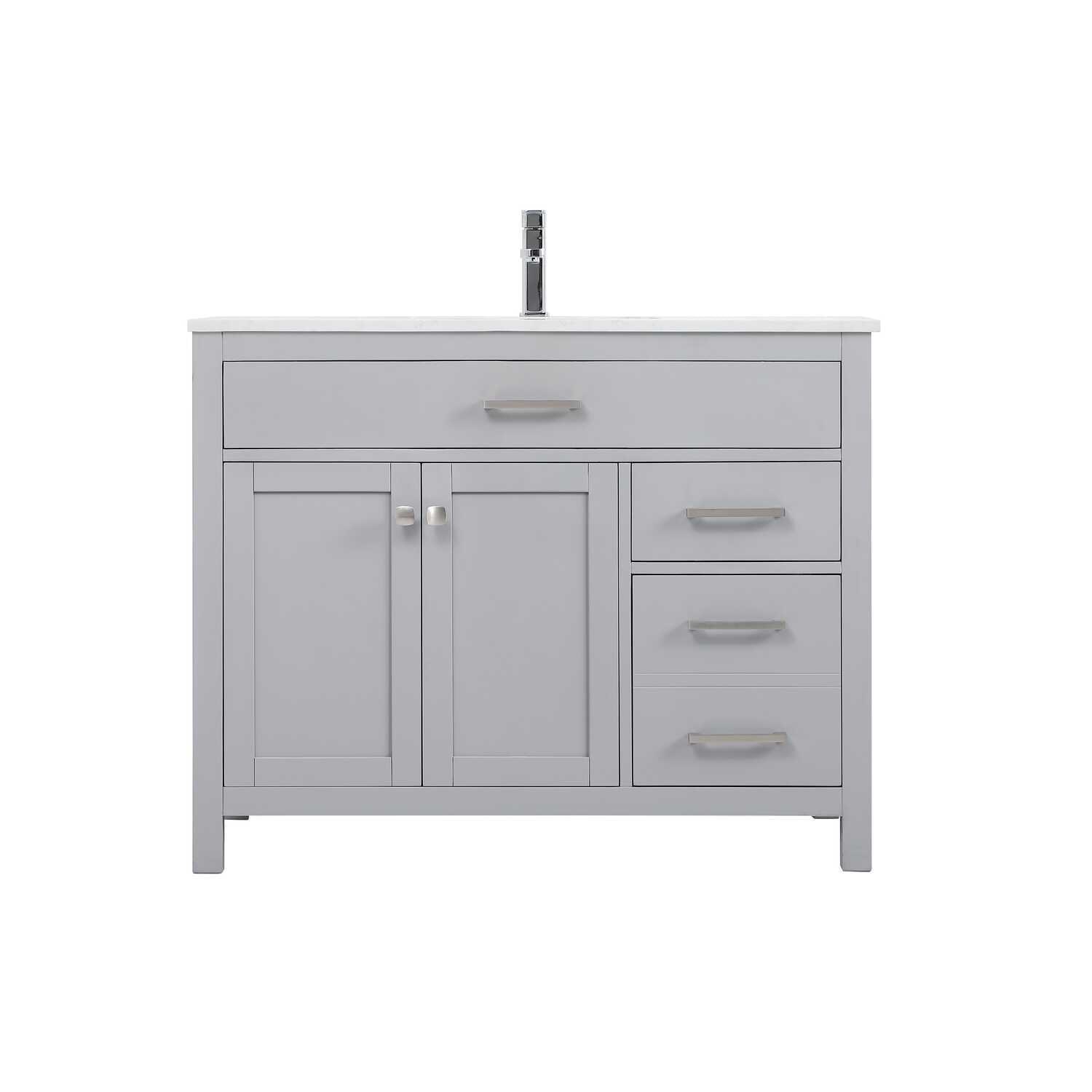 Lewis 42'' Gray Single Bathroom Vanity with Calacatta Marble Top