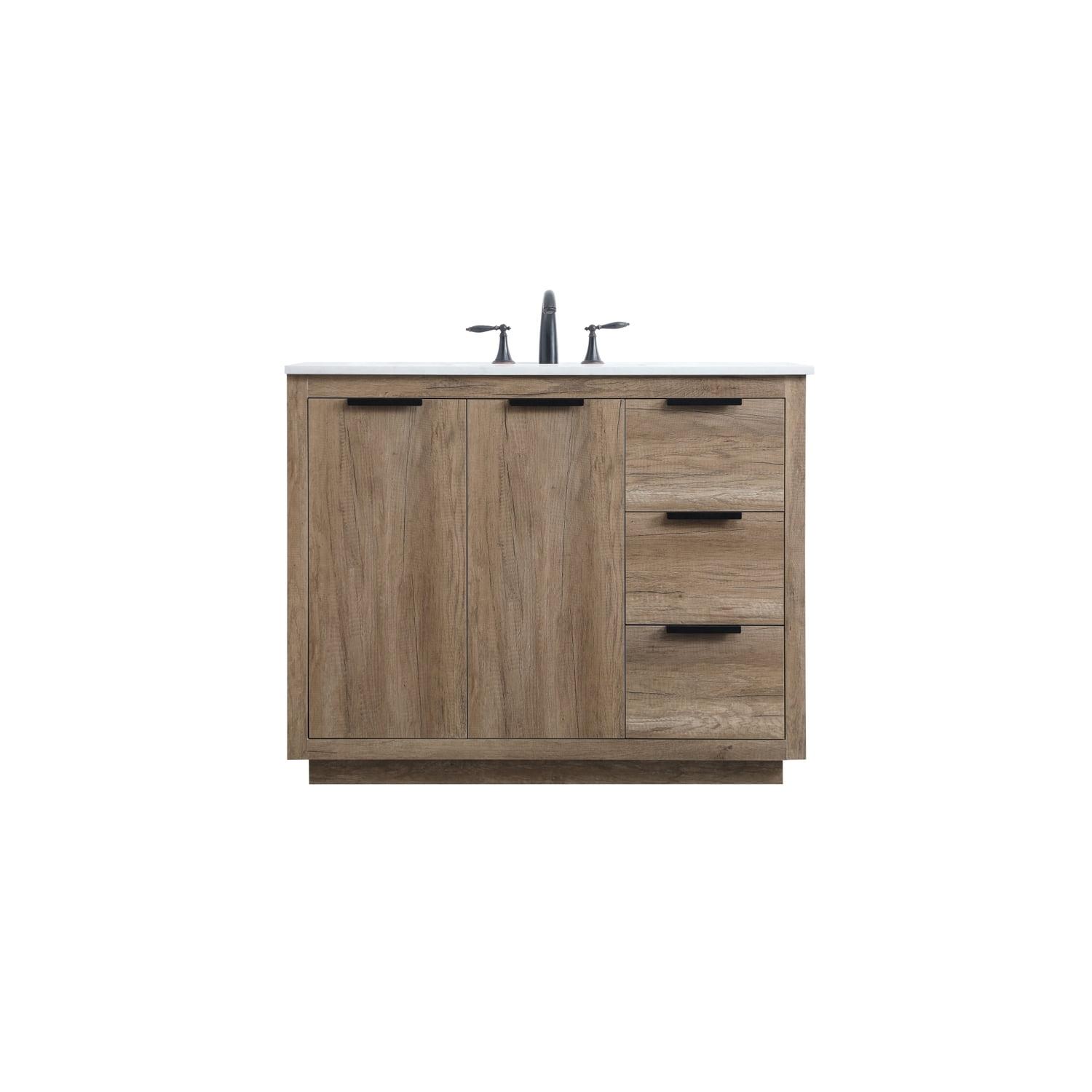 Natural Oak 42" Freestanding Vanity with Marble Top