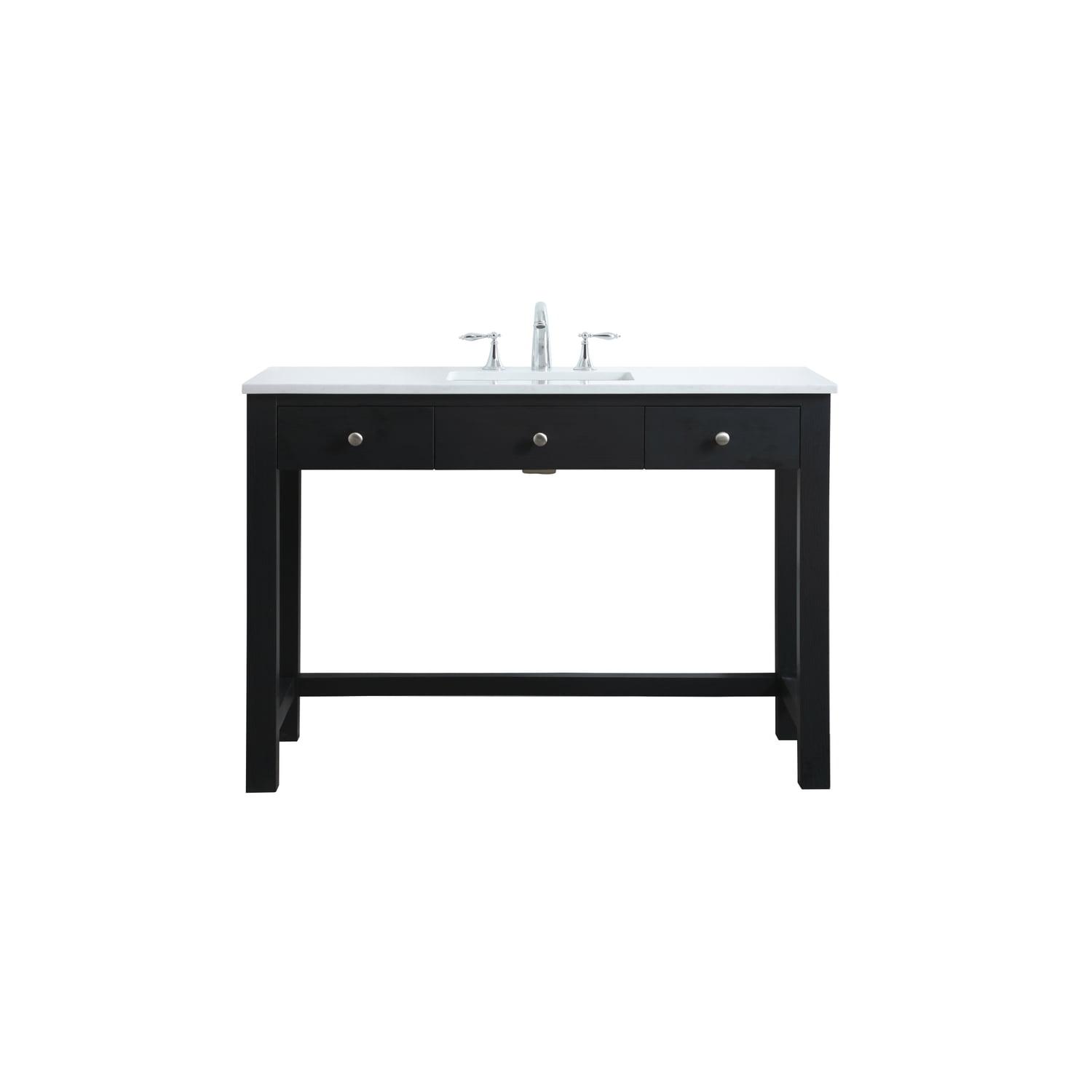 Hudson 48'' Black Freestanding Single Bathroom Vanity with Marble Top