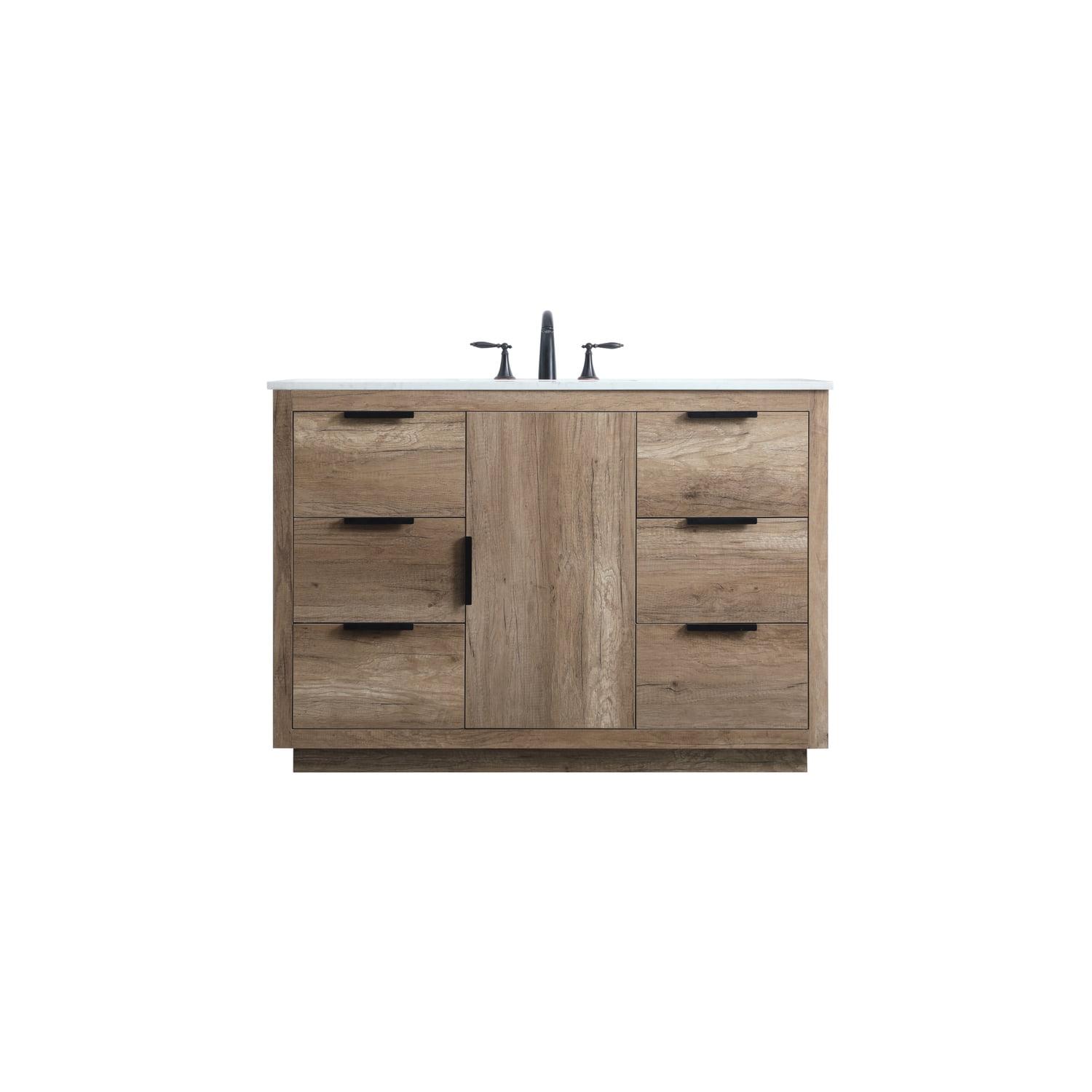 Natural Oak 48" Freestanding Vanity with Marble Top