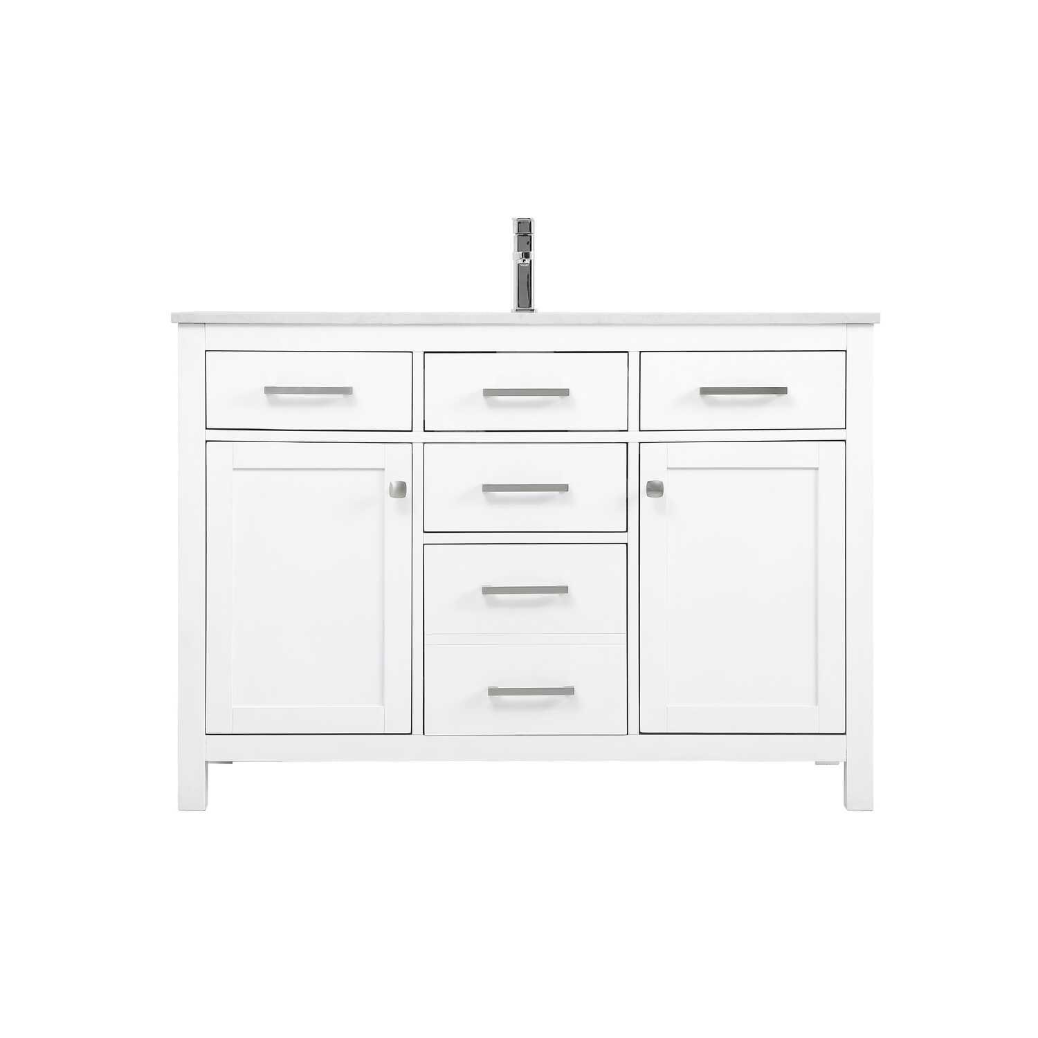 Lewis 48'' Single Bathroom Vanity with Engineered Marble Top